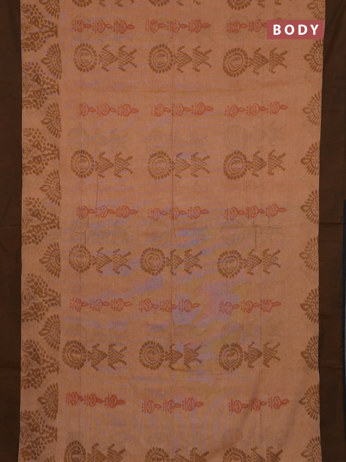 Bengal soft cotton saree mustard yellow and black with allover weaves and simple border - Image 2