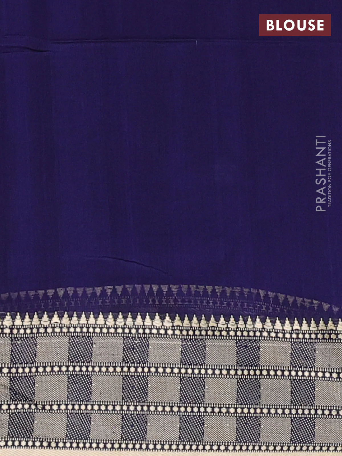 Bengal soft cotton saree navy blue with thread woven buttas and temple design thread woven border - Image 4