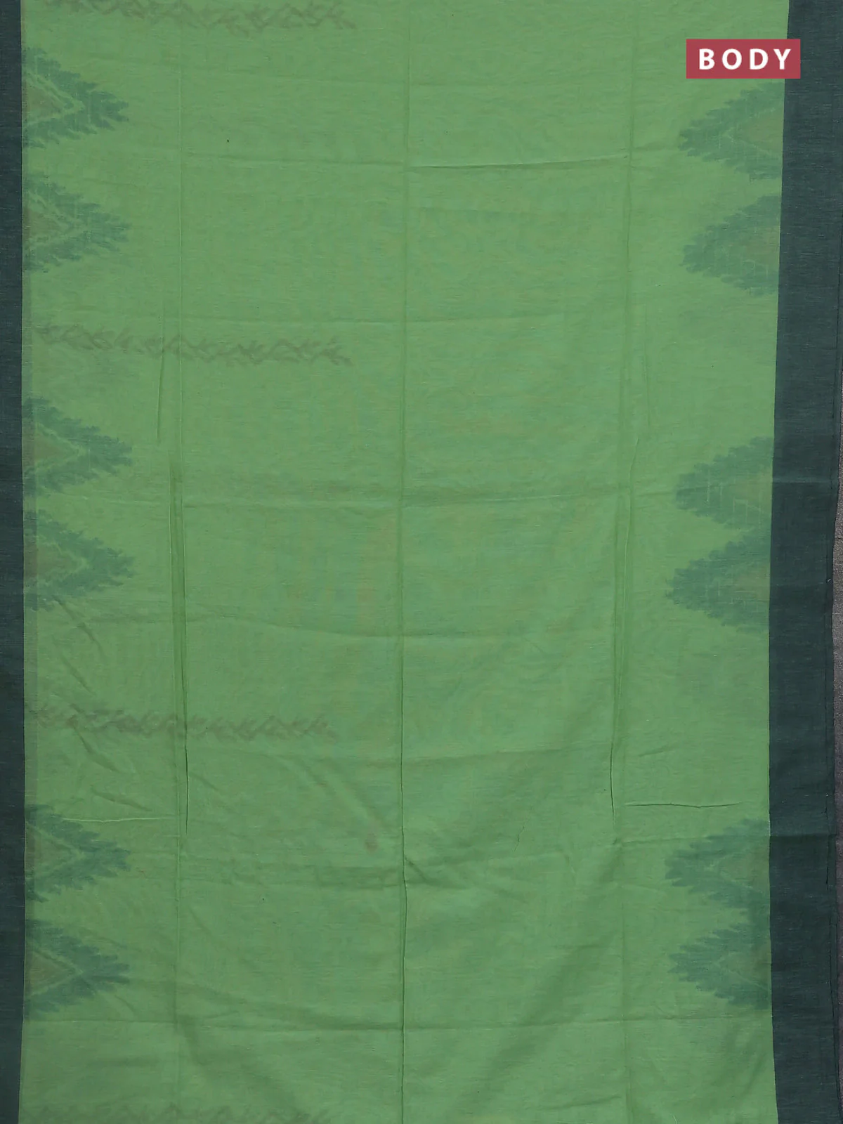 Bengal soft cotton saree pastel green and navy blue with weaves and simple border - Image 2