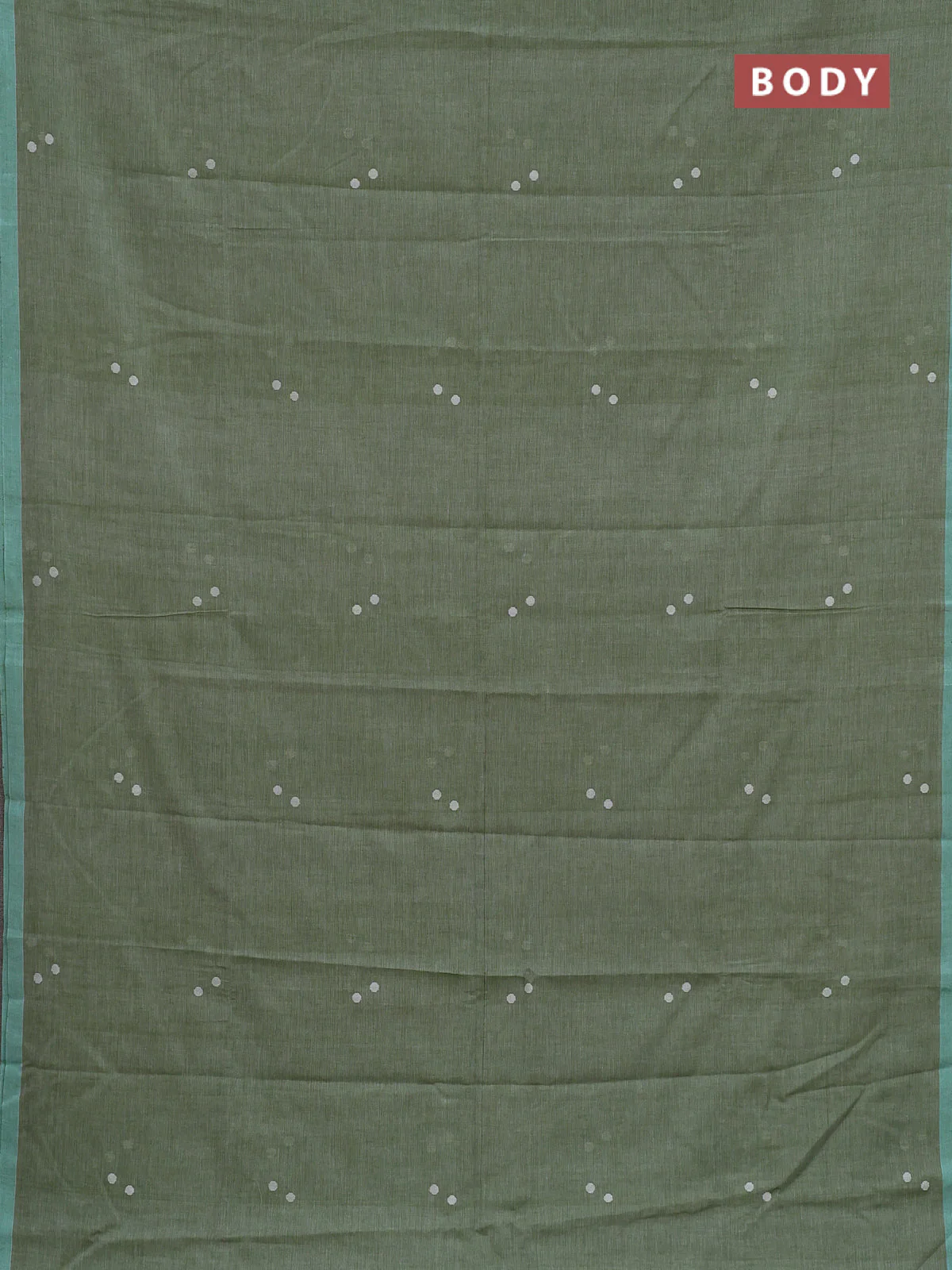 Bengal soft cotton saree pastel green with thread woven buttas and piping border - Image 2