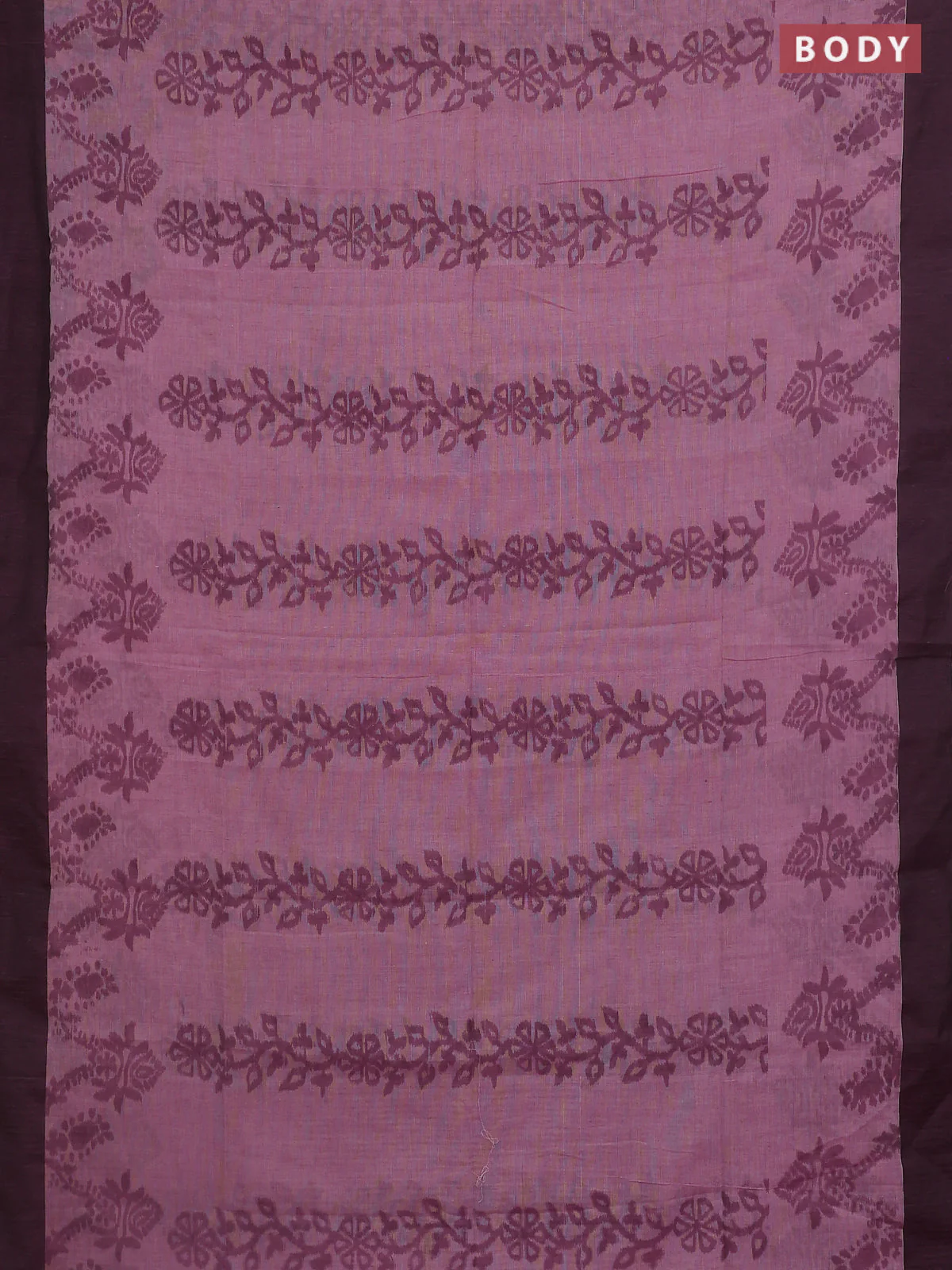 Bengal soft cotton saree pastel pink and grey with allover weaves and simple border - Image 2