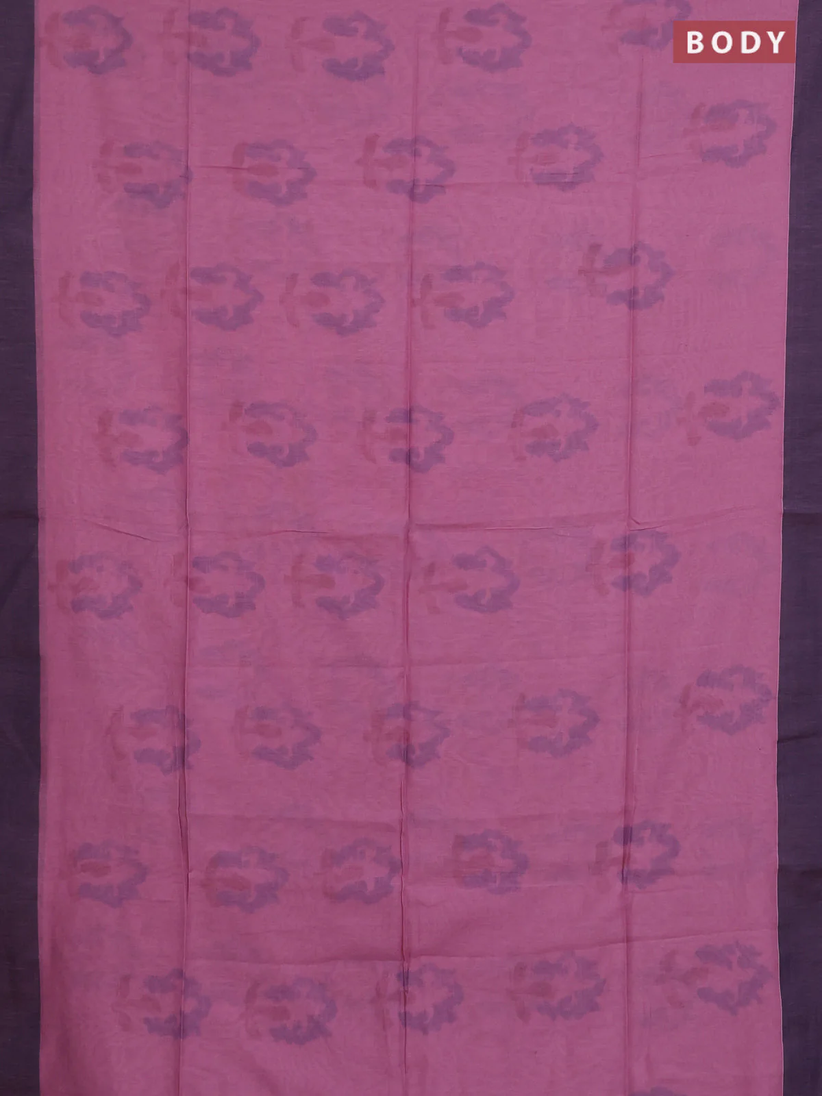 Bengal soft cotton saree pastel pink and navy blue with allover butta weaves and simple border - Image 2
