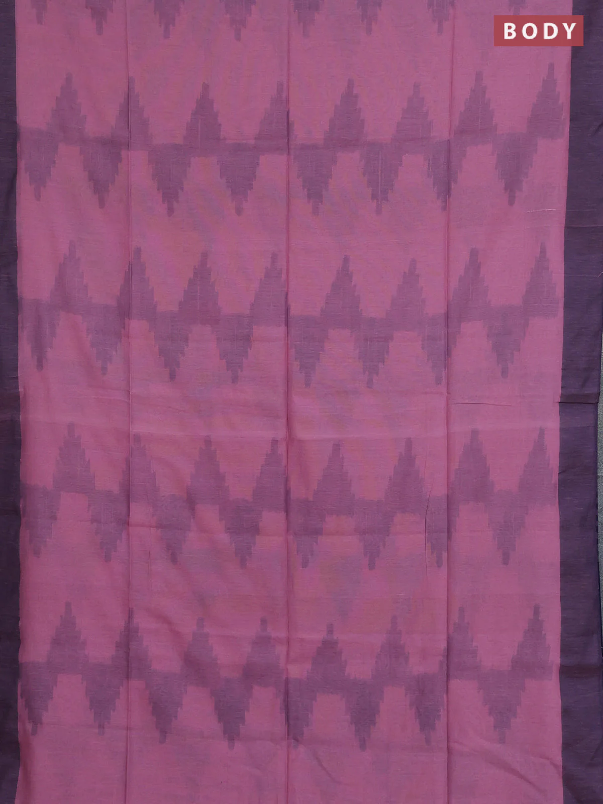 Bengal soft cotton saree pastel pink and navy blue with allover weaves and simple border - Image 2