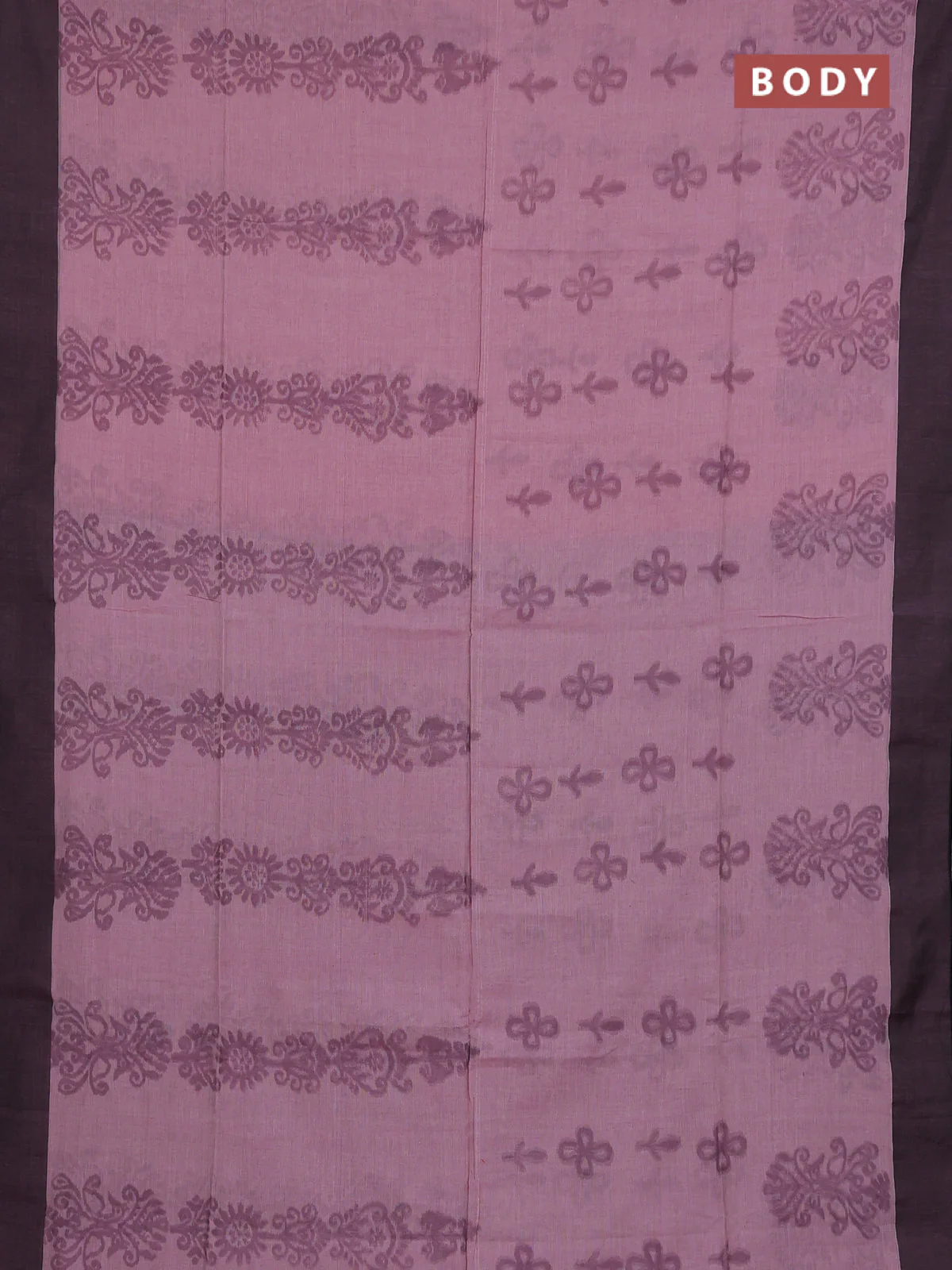 Bengal soft cotton saree pastel pink and navy blue with allover weaves and simple border - Image 2