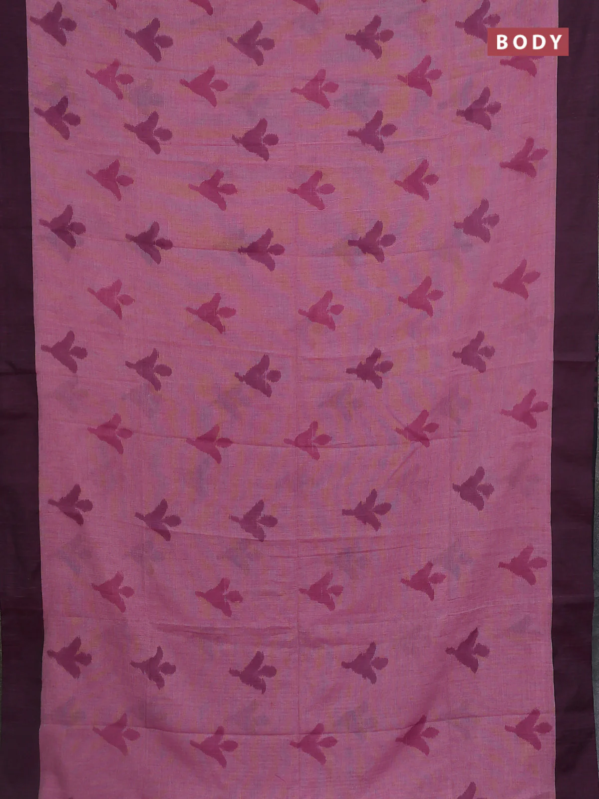 Bengal soft cotton saree pastel pink and navy blue with allover weaves and simple border - Image 2