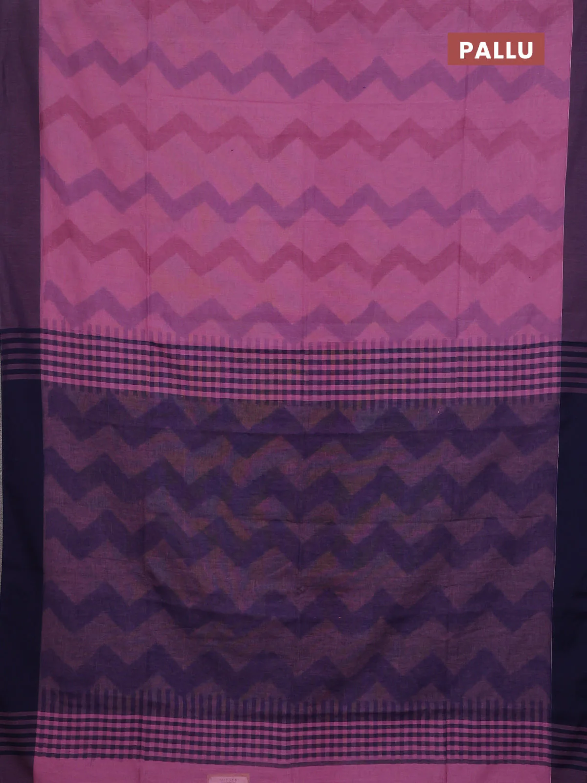 Bengal soft cotton saree pastel pink and navy blue with allover weaves and simple border - Image 3
