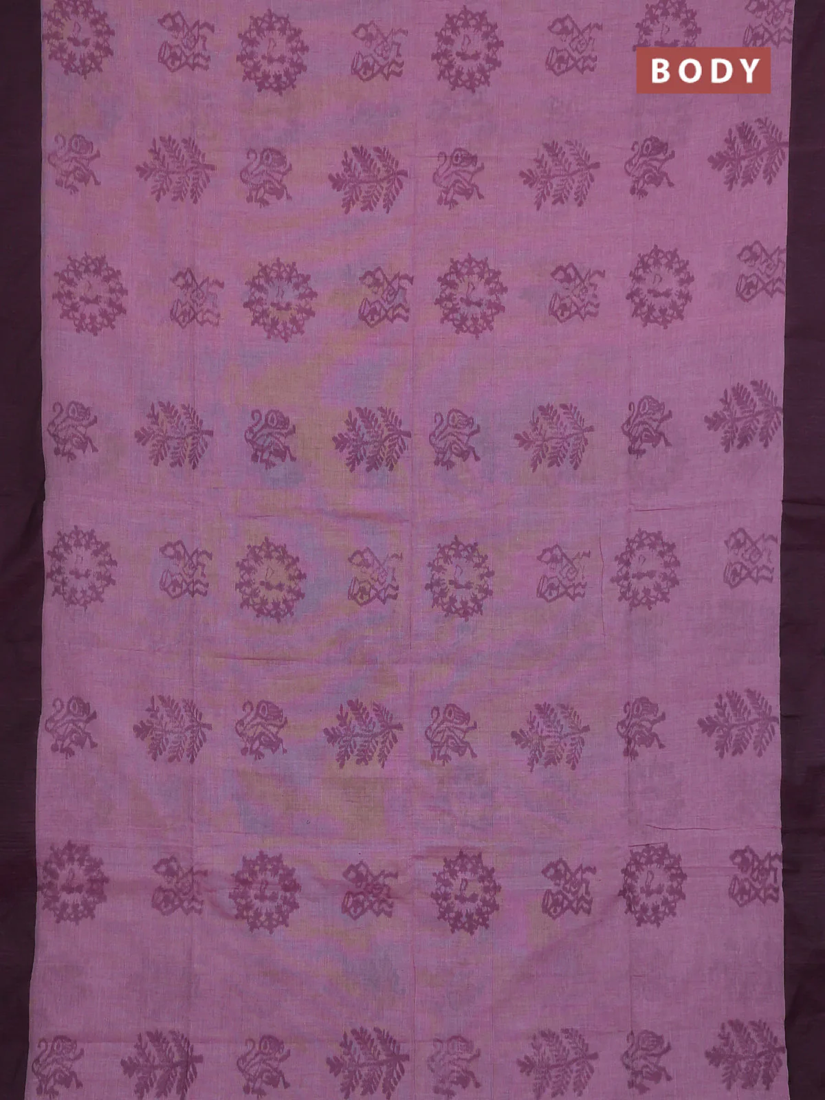Bengal soft cotton saree pastel pink and navy blue with butta weaves and simple border - Image 2