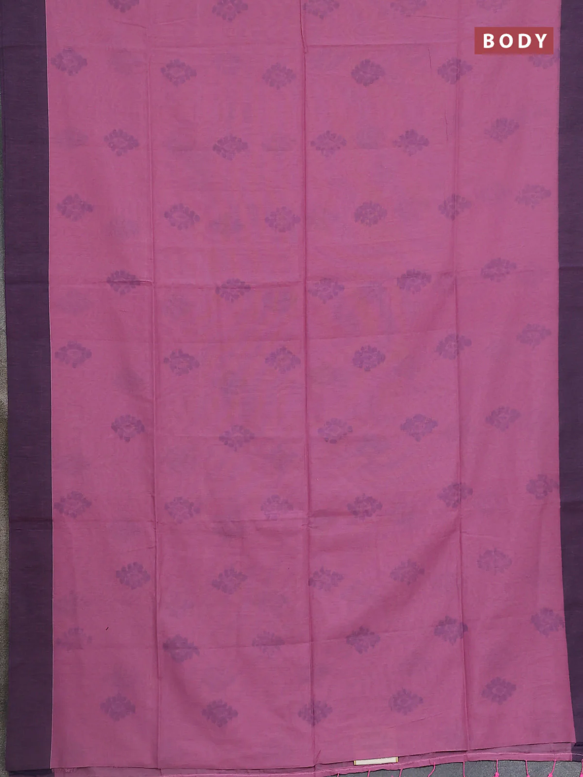 Bengal soft cotton saree pastel pink and navy blue with butta weaves and simple border - Image 2