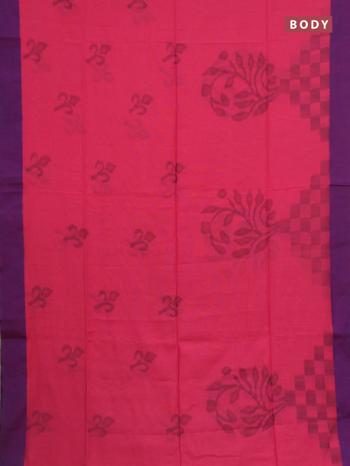 Bengal soft cotton saree peach pink and blue with allover butta weaves and simple border - Image 2