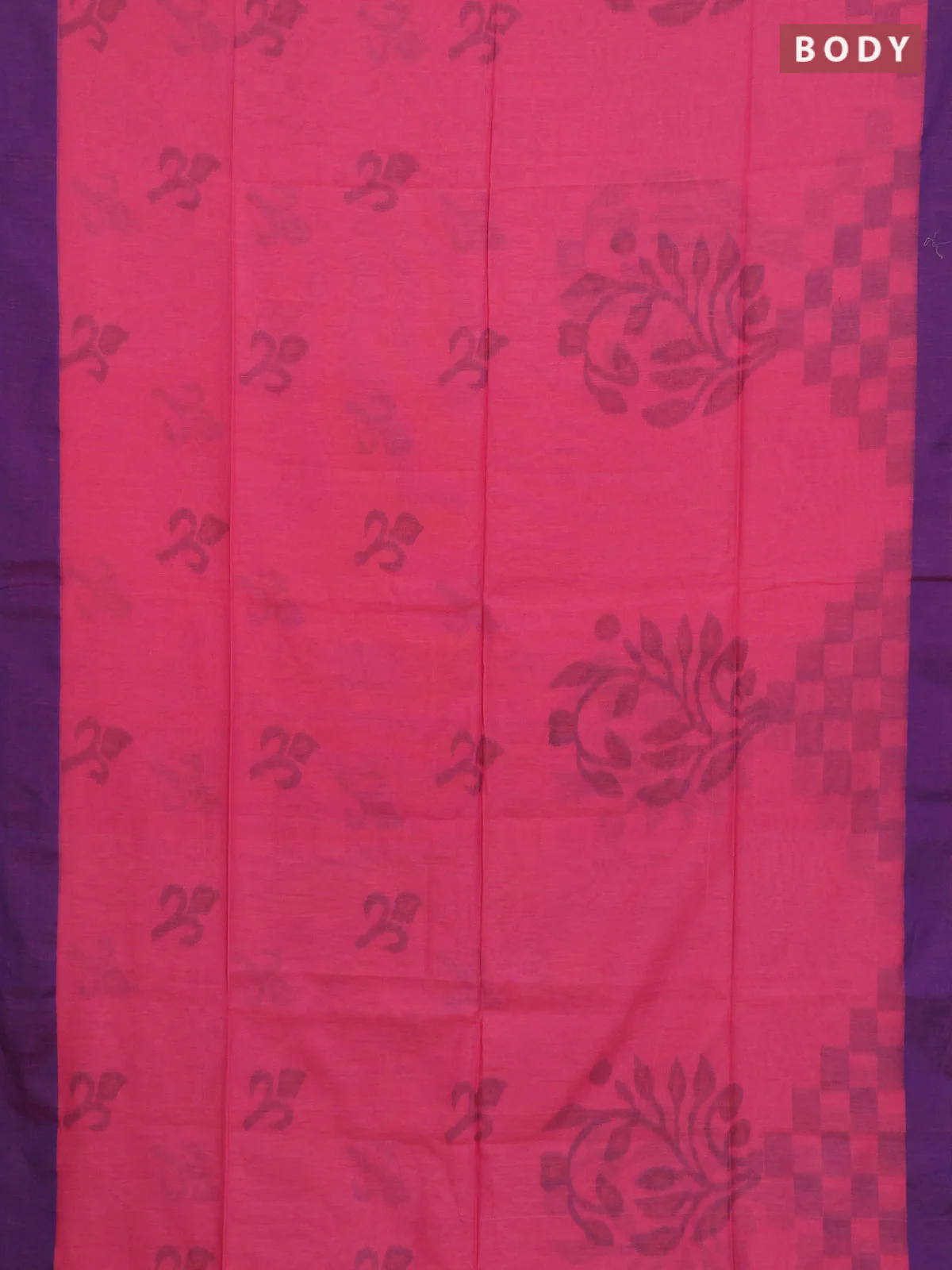 Bengal soft cotton saree peach pink and blue with allover weaves and simple border - Image 2