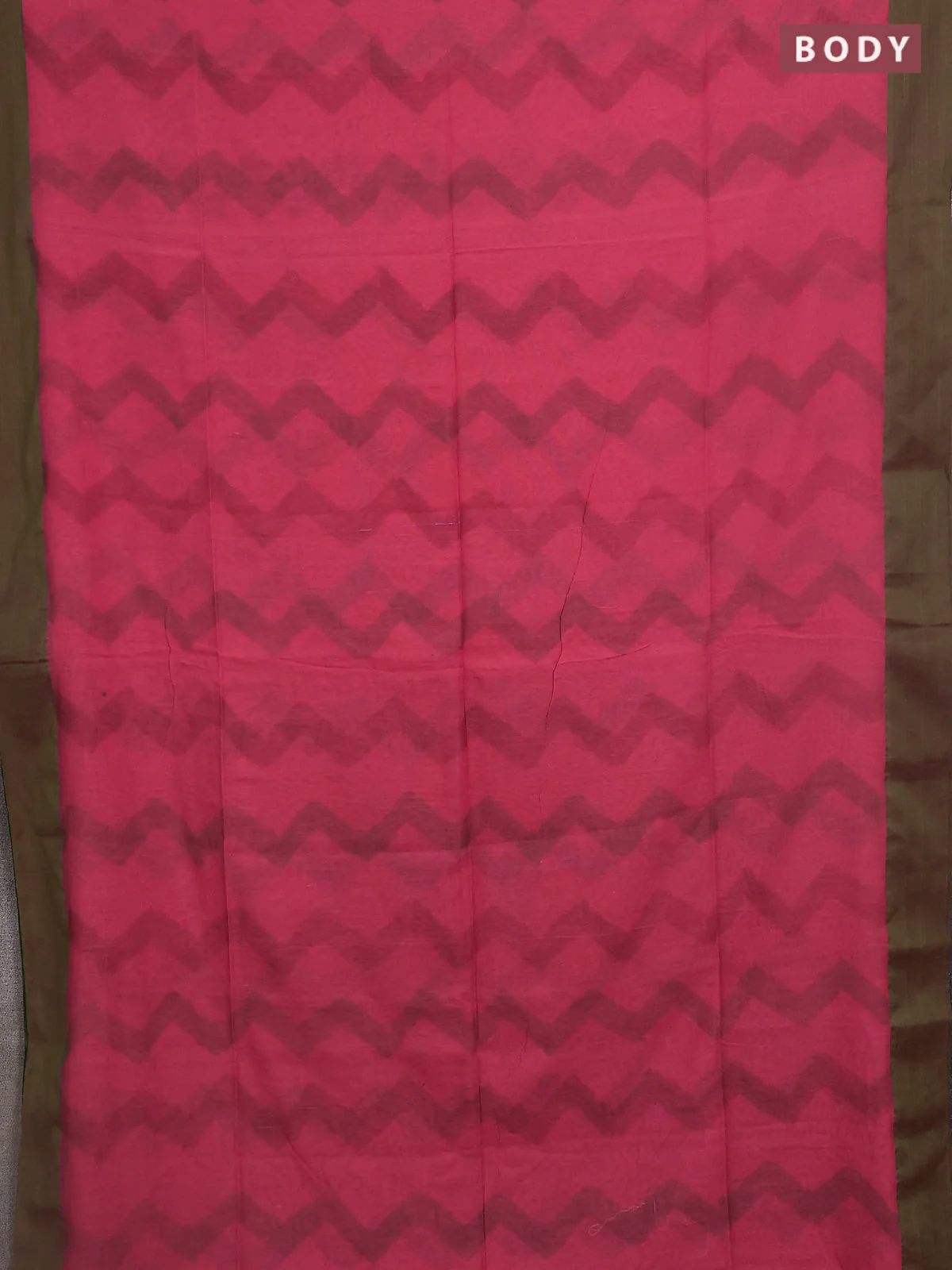 Bengal soft cotton saree peach pink and green with allover weaves and simple border - Image 2