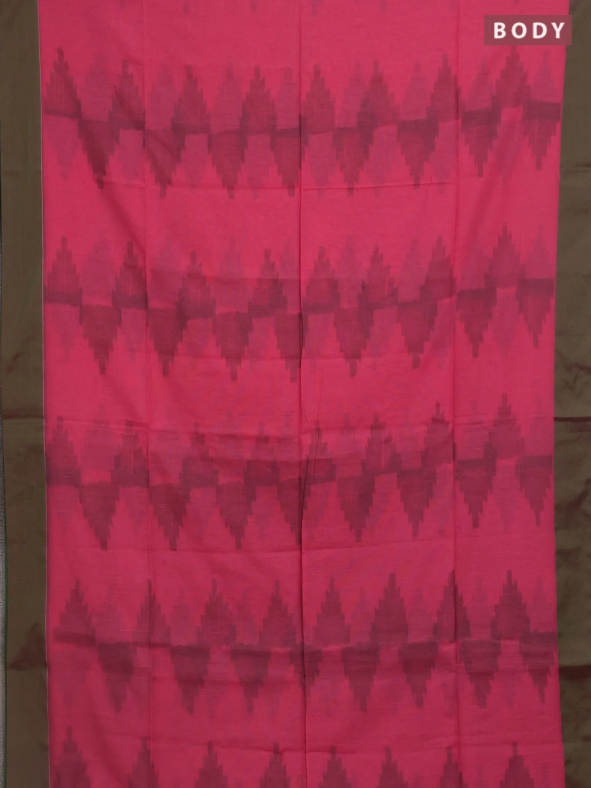 Bengal soft cotton saree peach pink and green with allover weaves and simple border - Image 2