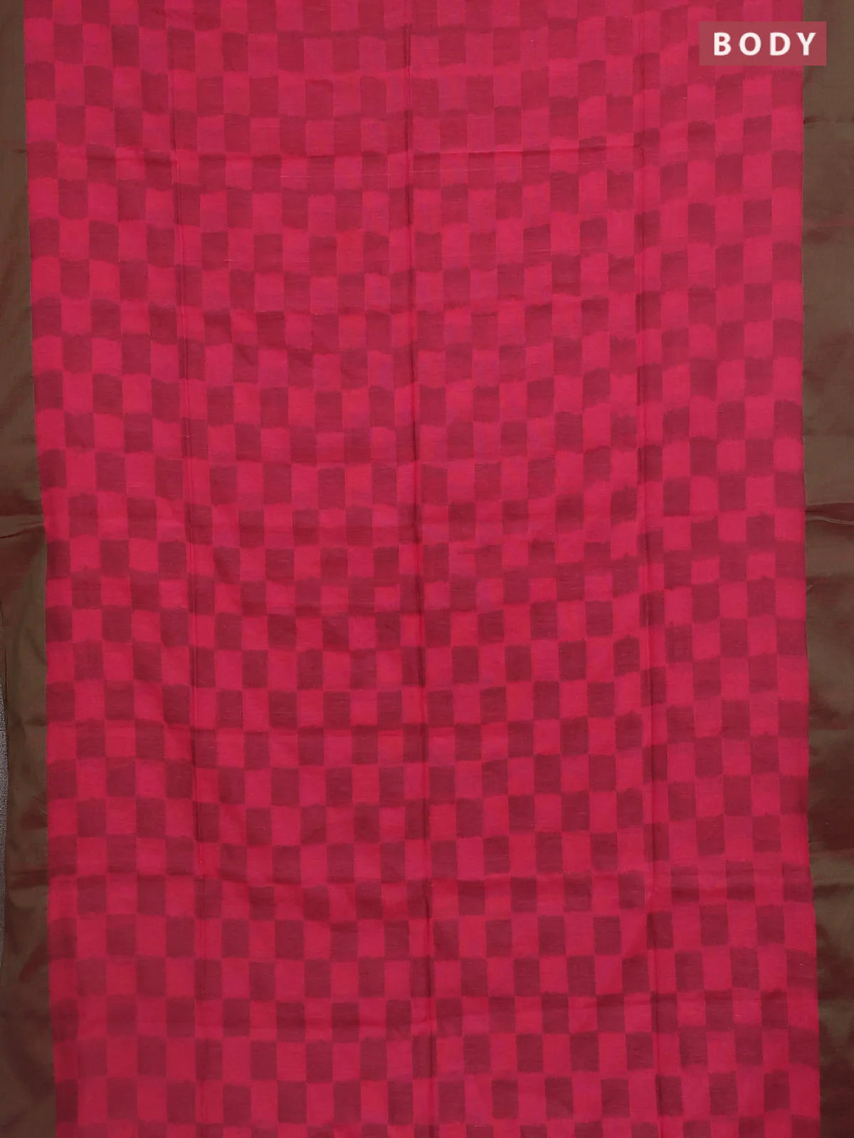 Bengal soft cotton saree peach pink and green with allover weaves and simple border - Image 2