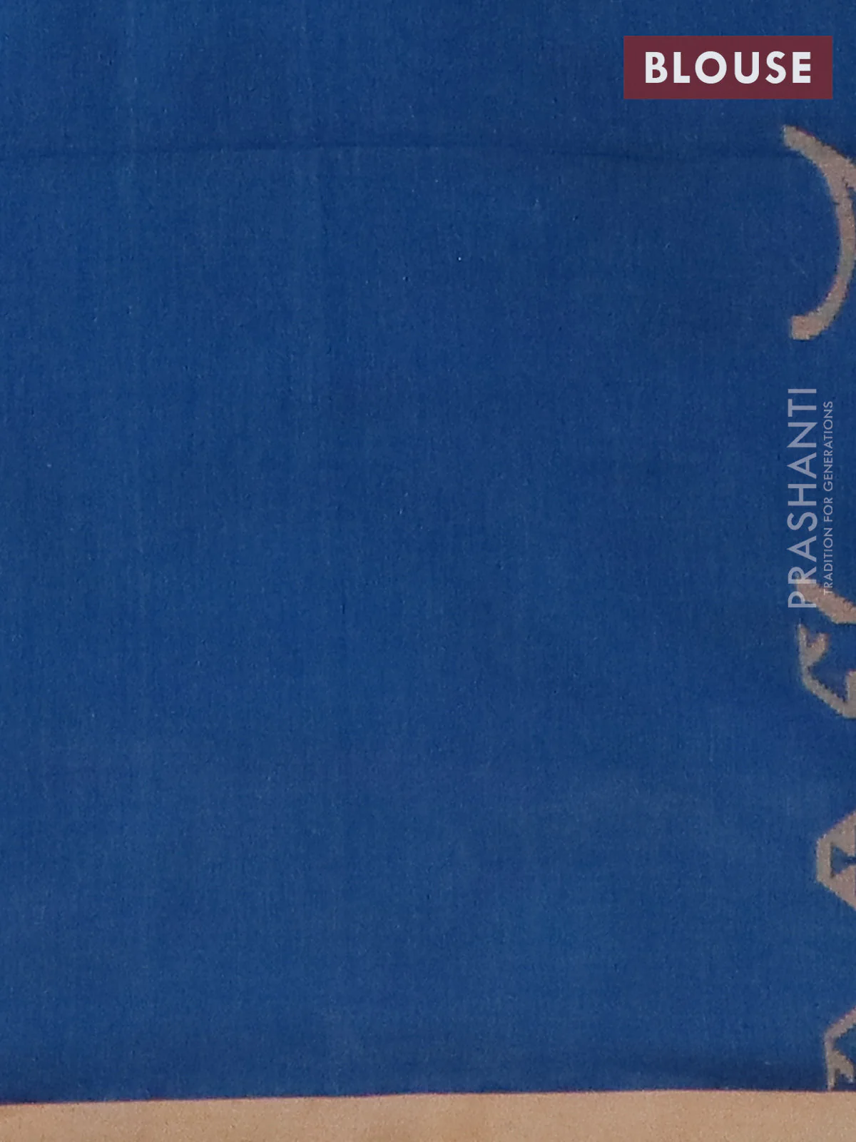 Bengal soft cotton saree peacock blue and sandal with allover thread & zari weaves and thread woven border - Image 4