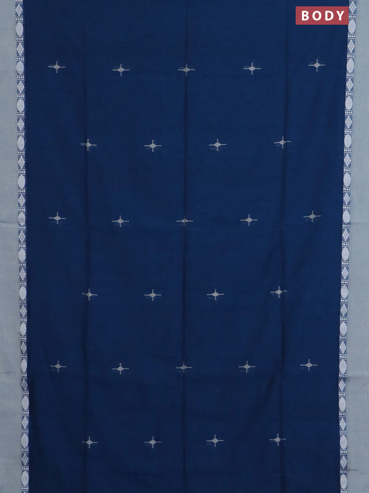 Bengal soft cotton saree peacock blue with thread woven buttas and thread woven simple border - Image 2