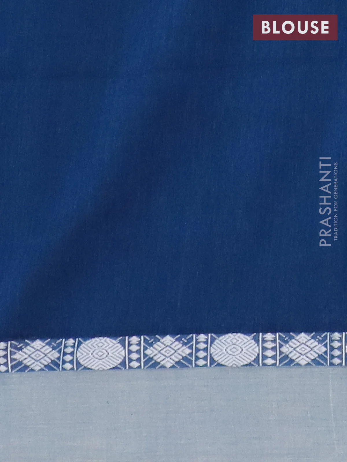Bengal soft cotton saree peacock blue with thread woven buttas and thread woven simple border - Image 4