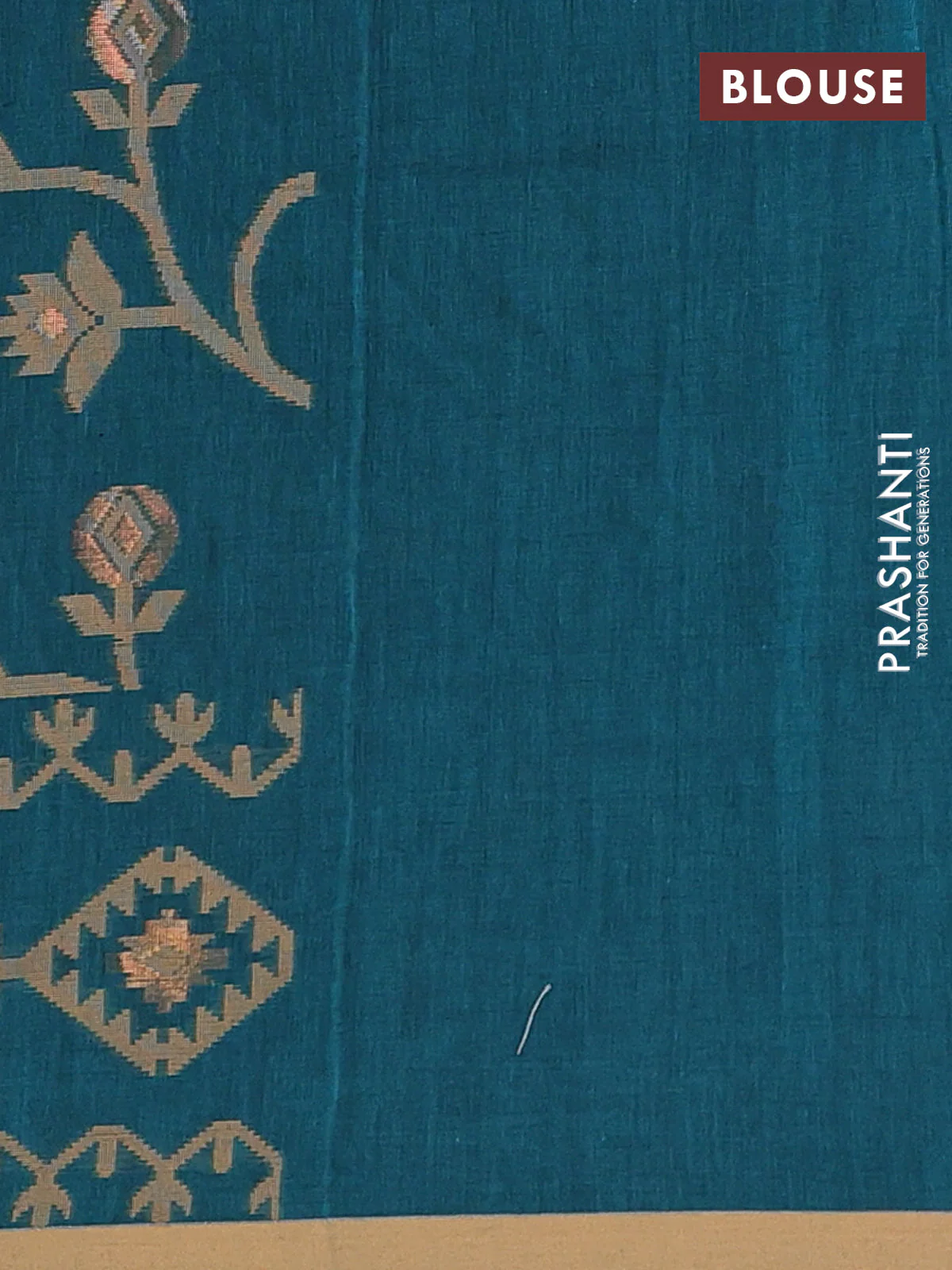 Bengal soft cotton saree peacock green and sandal with allover thread & zari weaves and thread woven border - Image 4
