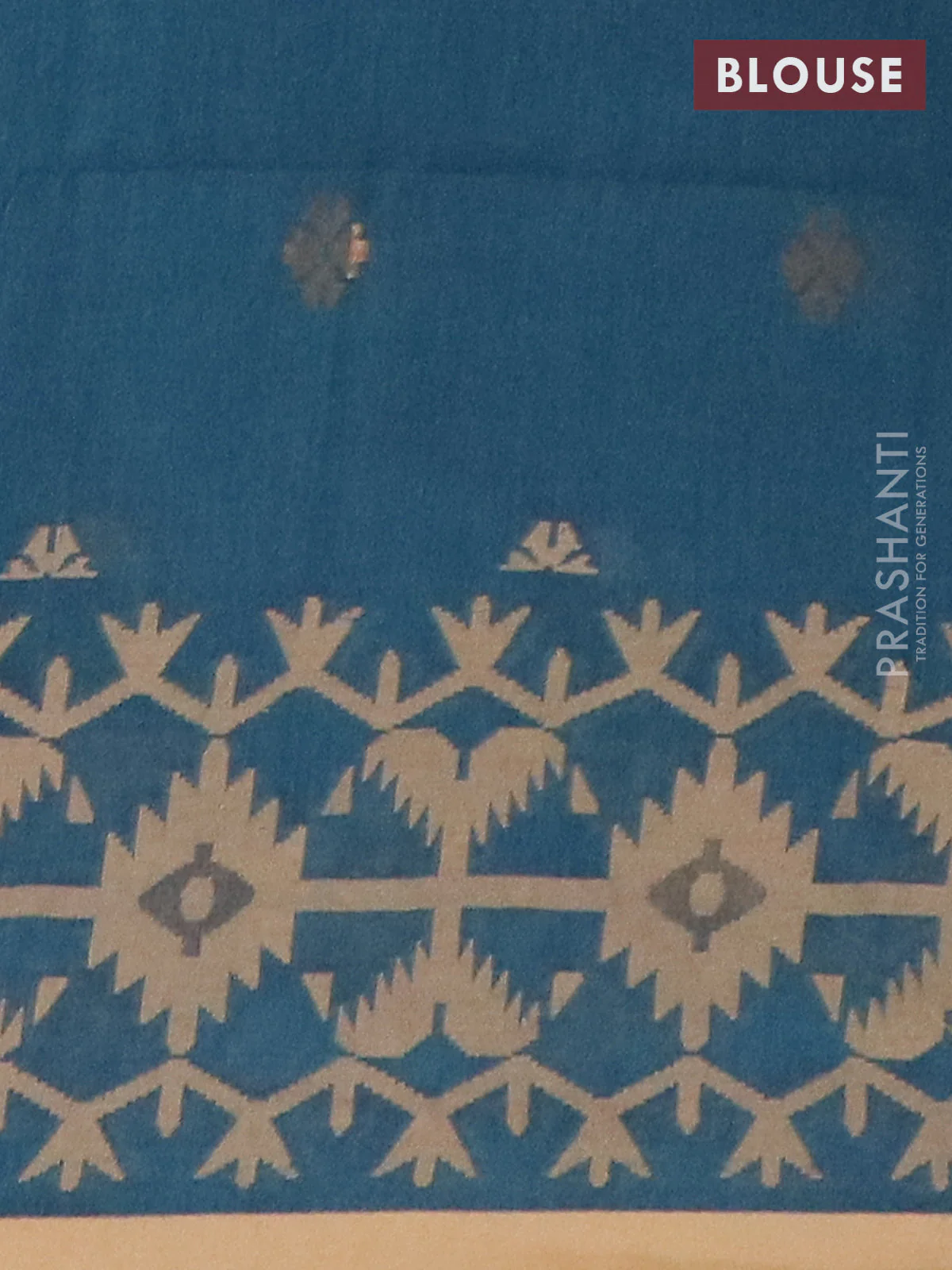 Bengal soft cotton saree peacock green and sandal with thread & zari woven buttas and thread woven border - Image 4