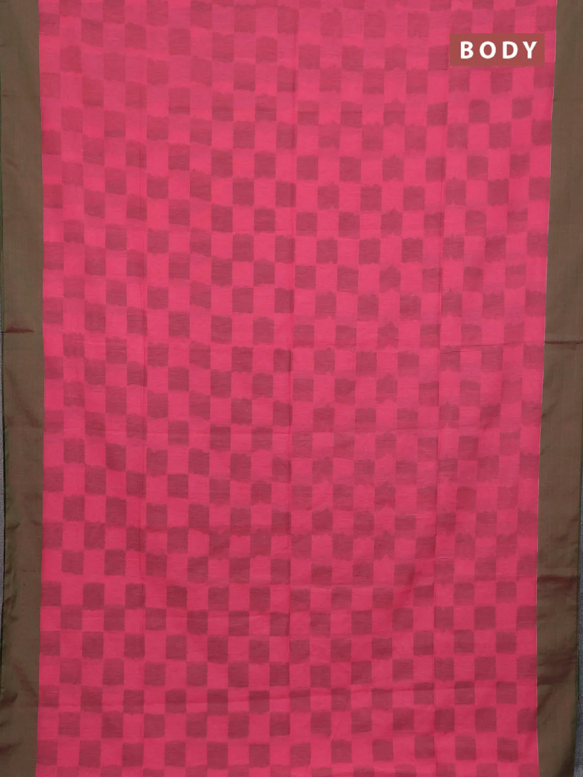 Bengal soft cotton saree pink and green with allover weaves and simple border - Image 2