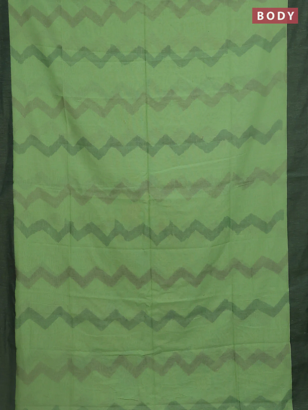 Bengal soft cotton saree pista green and black with allover weaves and simple border - Image 2