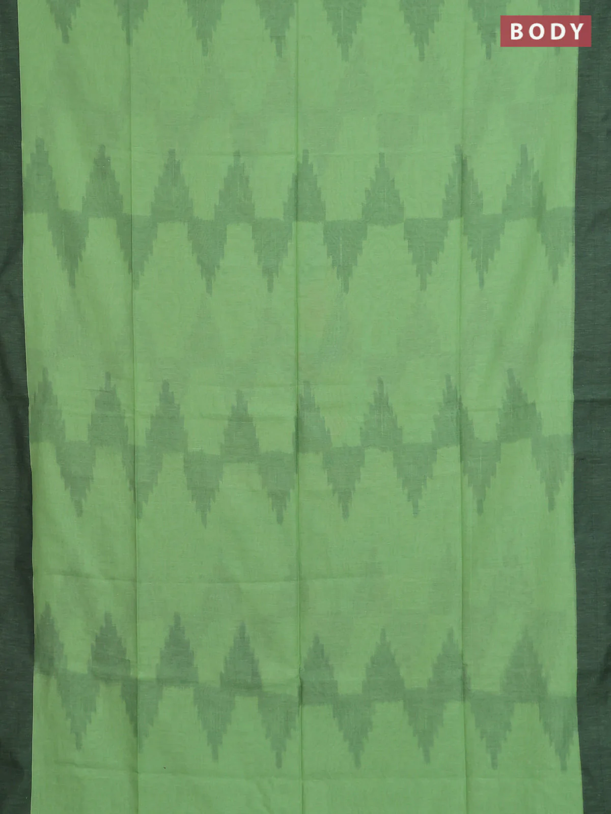 Bengal soft cotton saree pista green and black with allover weaves and simple border - Image 2