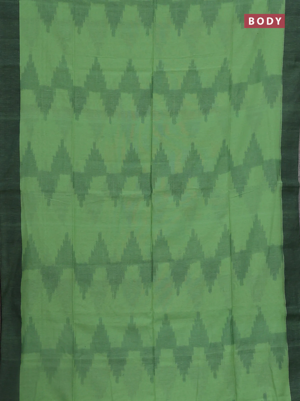 Bengal soft cotton saree pista green and black with allover weaves and simple border - Image 2
