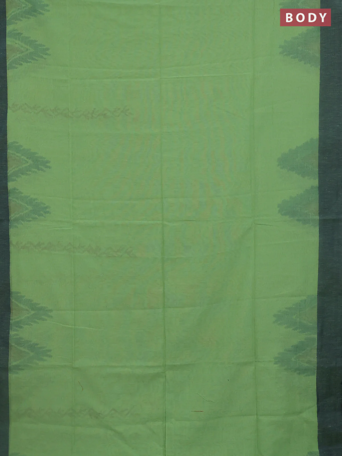 Bengal soft cotton saree pista green and navy blue with allover butta weaves and simple border - Image 2