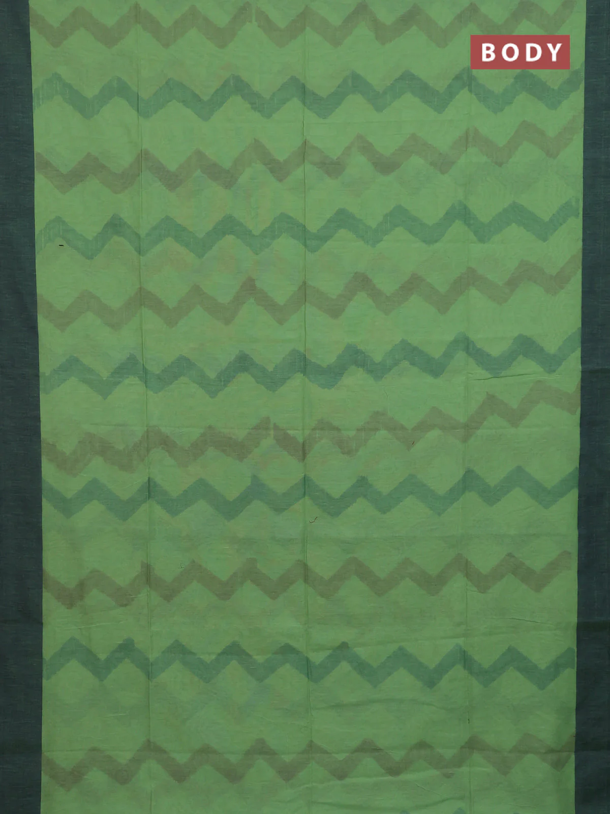 Bengal soft cotton saree pista green and navy blue with allover weaves and simple border - Image 2