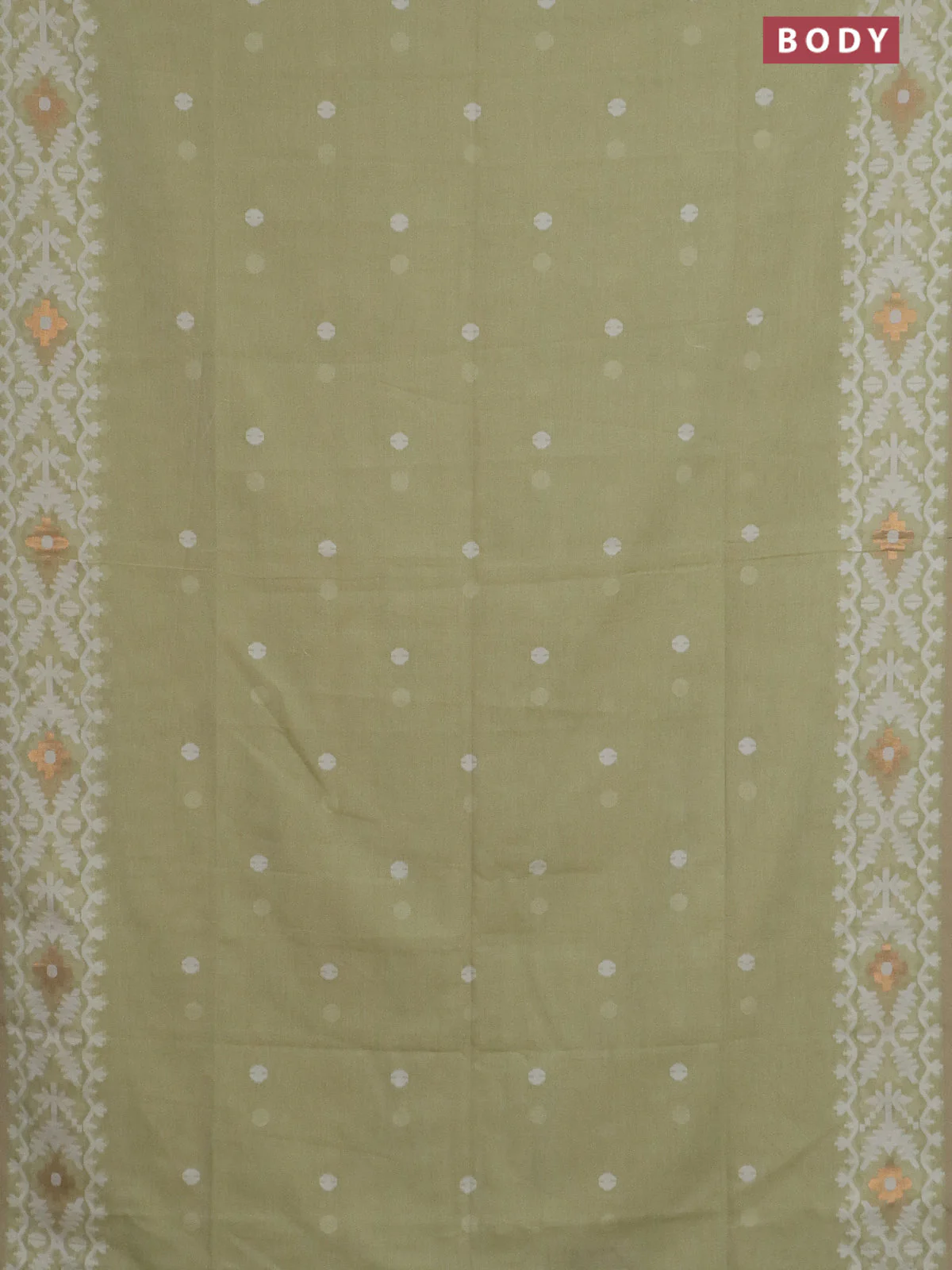 Bengal soft cotton saree pista green with thread woven buttas and thread woven border - Image 2
