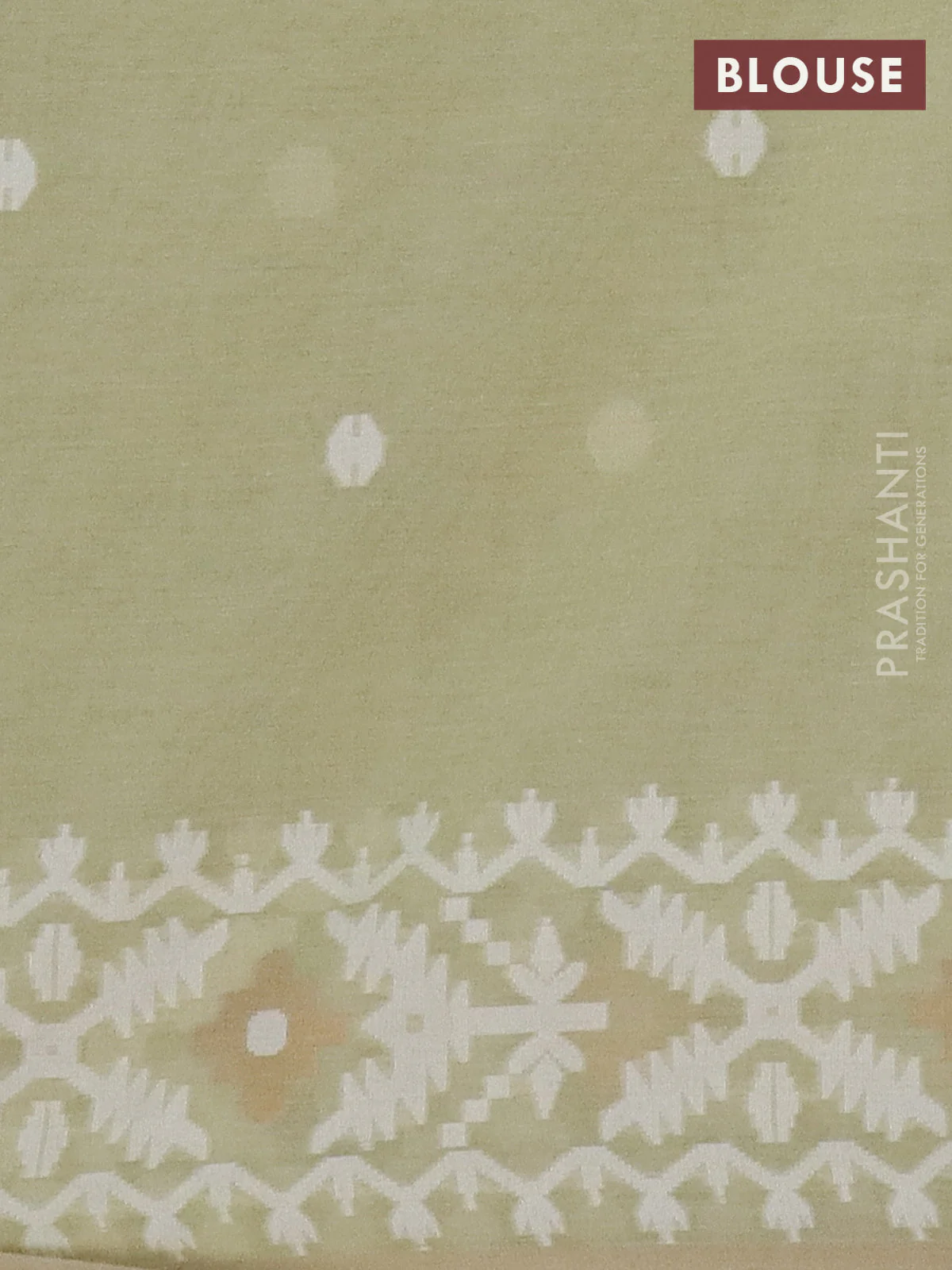 Bengal soft cotton saree pista green with thread woven buttas and thread woven border - Image 4