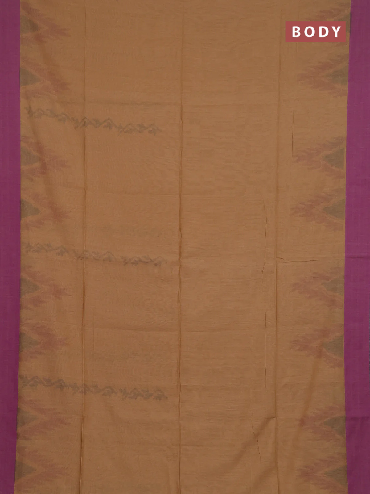 Bengal soft cotton saree purple and sandal with weaves and simple border - Image 2