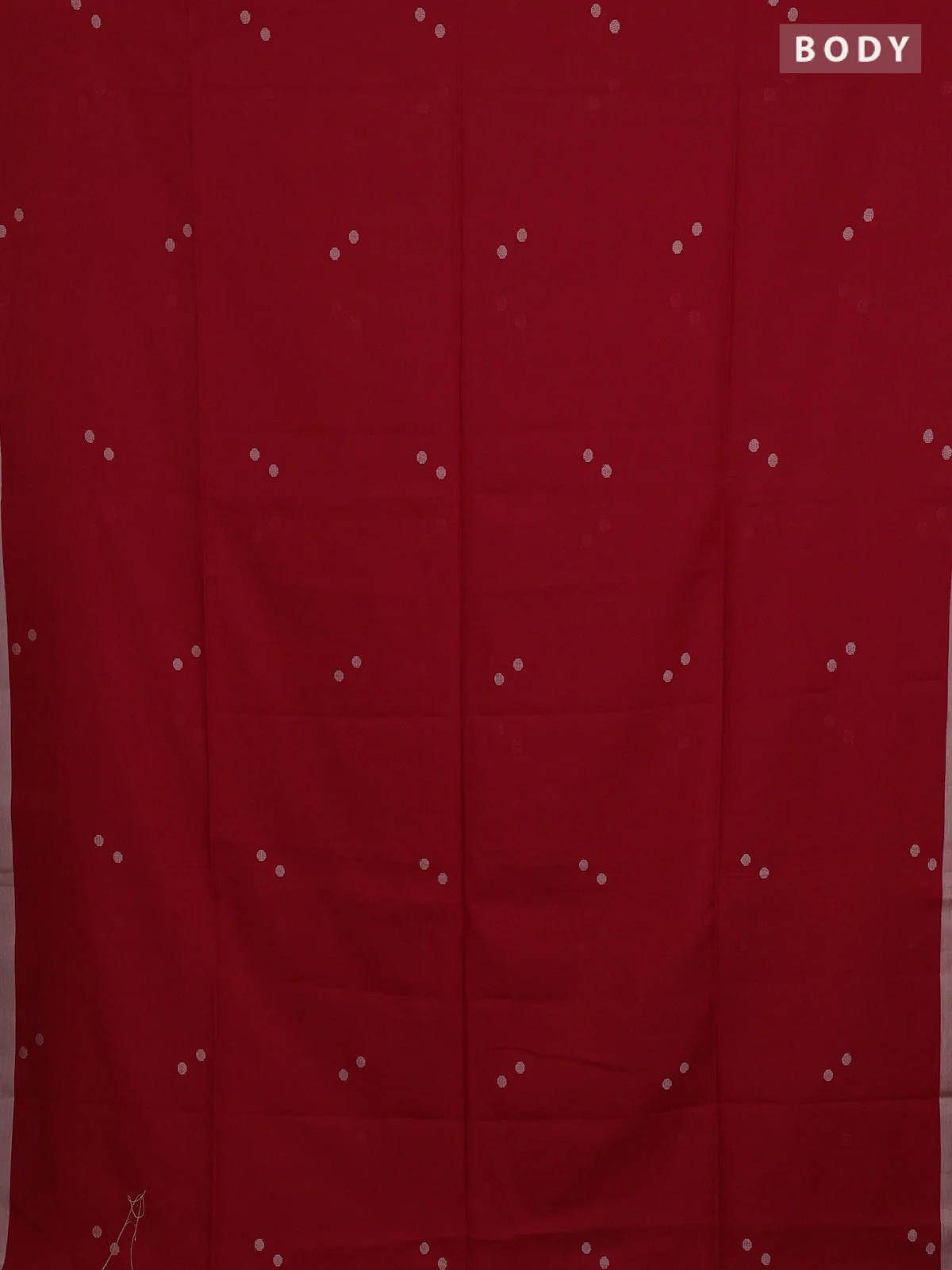 Bengal soft cotton saree red with thread woven buttas and piping border - Image 2