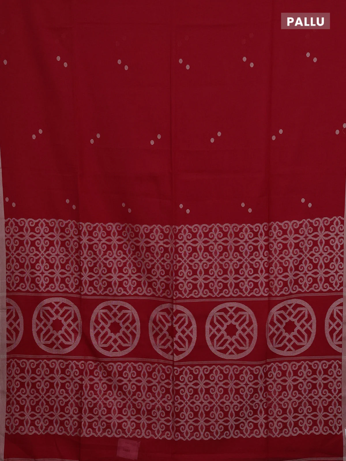 Bengal soft cotton saree red with thread woven buttas and piping border - Image 3