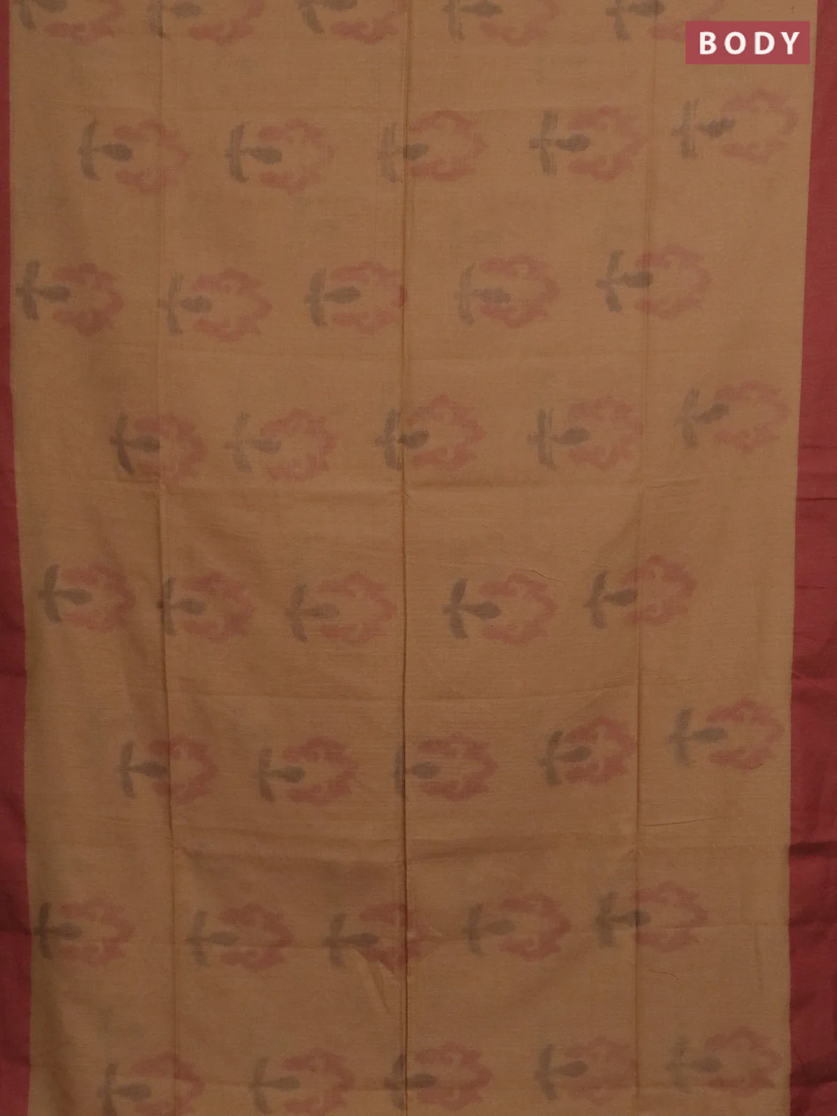 Bengal soft cotton saree sandal and maroon with allover weaves and simple border - Image 2