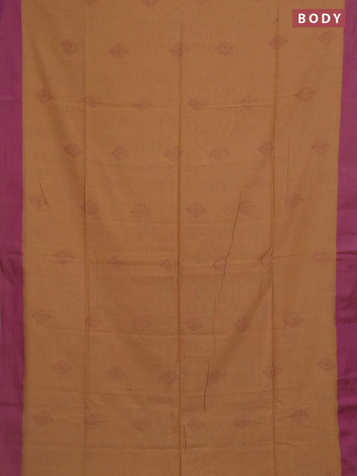 Bengal soft cotton saree sandal and purple with allover butta weaves and simple border - Image 2