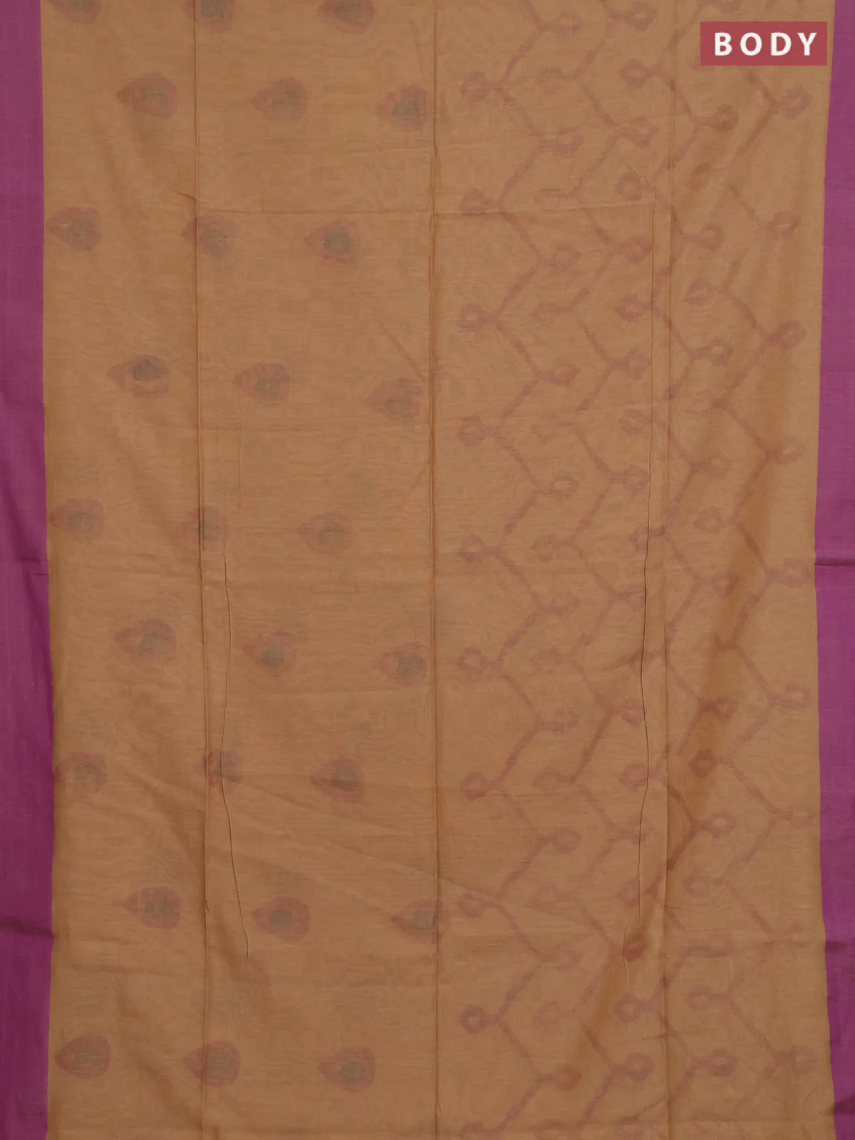 Bengal soft cotton saree sandal and purple with allover butta weaves and simple border - Image 2