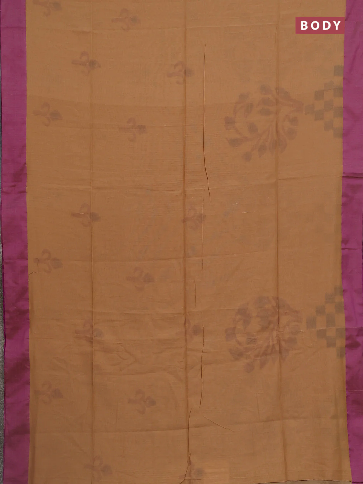 Bengal soft cotton saree sandal and purple with allover butta weaves and simple border - Image 2