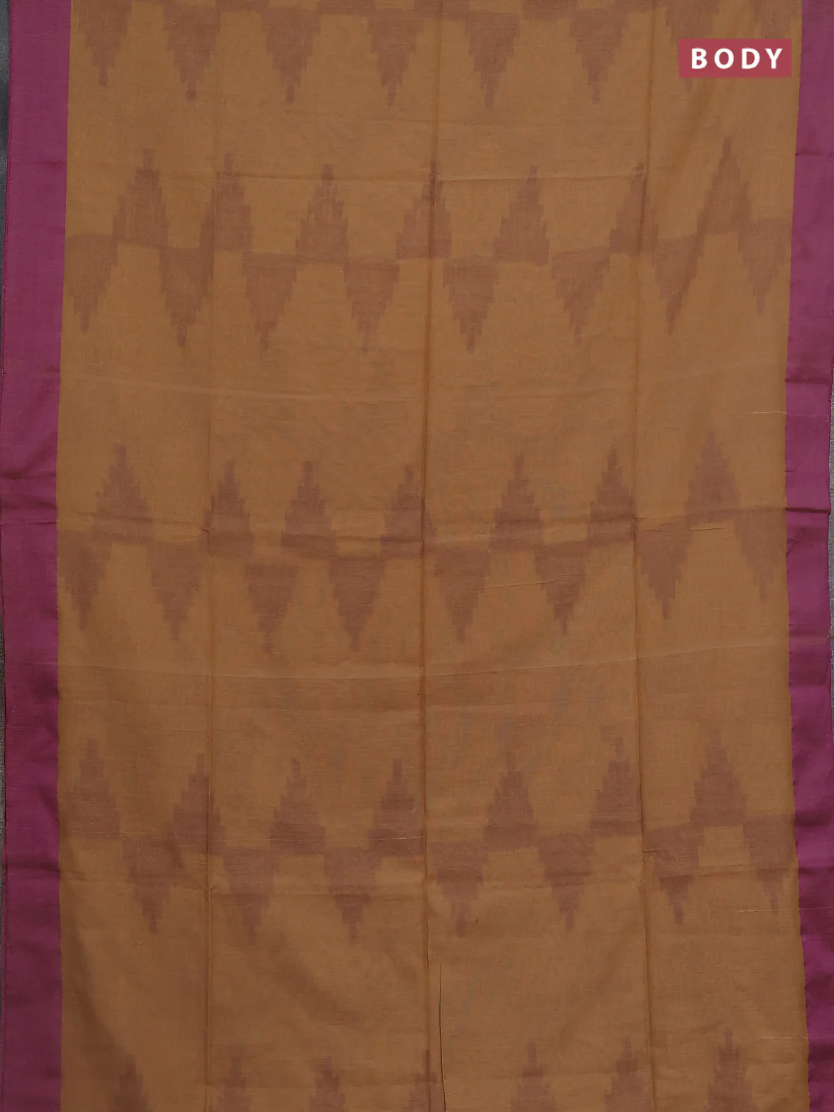 Bengal soft cotton saree sandal and purple with allover weaves and simple border - Image 2