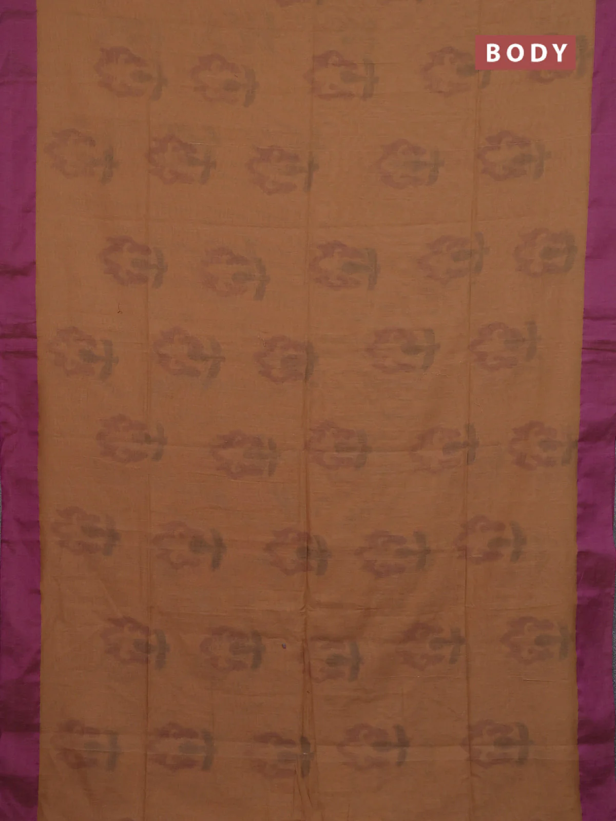 Bengal soft cotton saree sandal and purple with allover weaves and simple border - Image 2