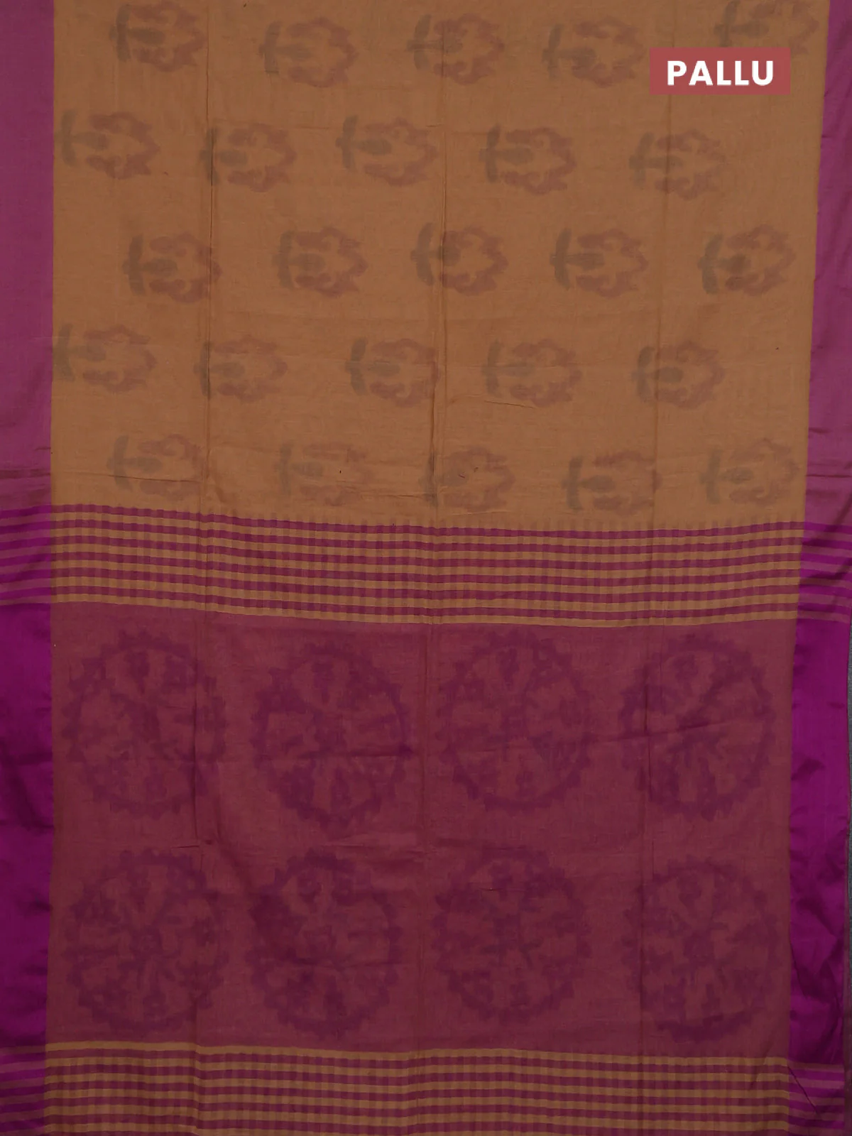 Bengal soft cotton saree sandal and purple with allover weaves and simple border - Image 3