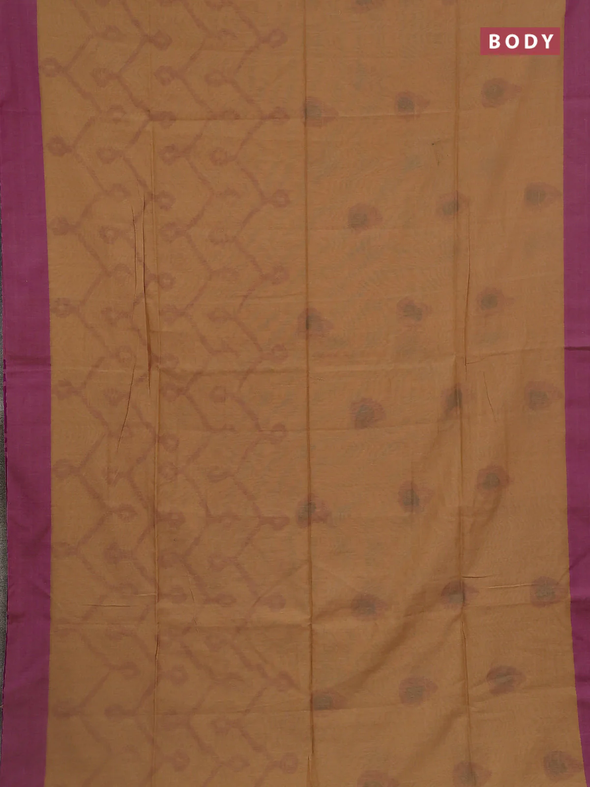 Bengal soft cotton saree sandal and purple with allover weaves and simple border - Image 2