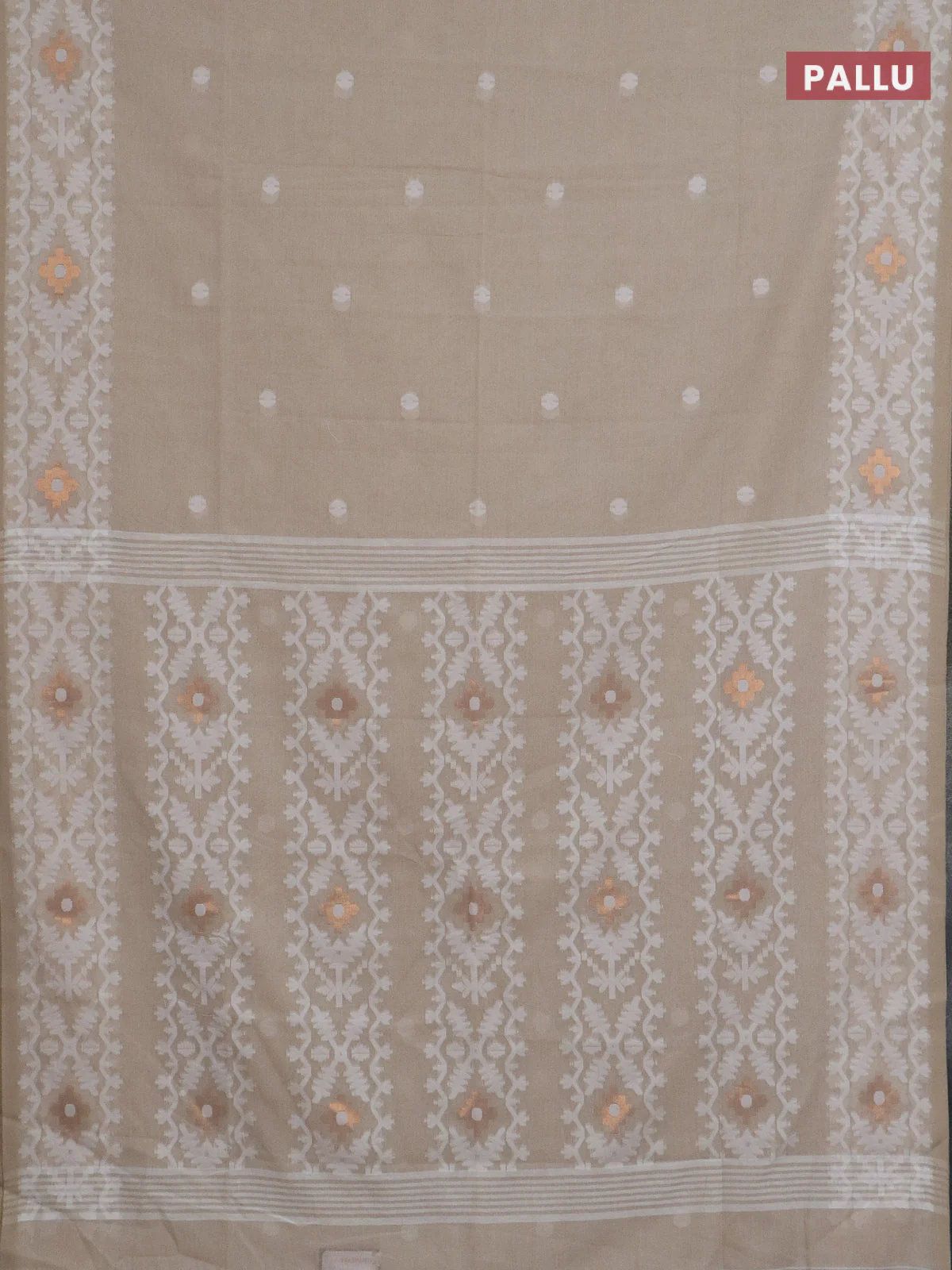 Bengal soft cotton saree sandal with thread woven buttas and thread woven border - Image 3