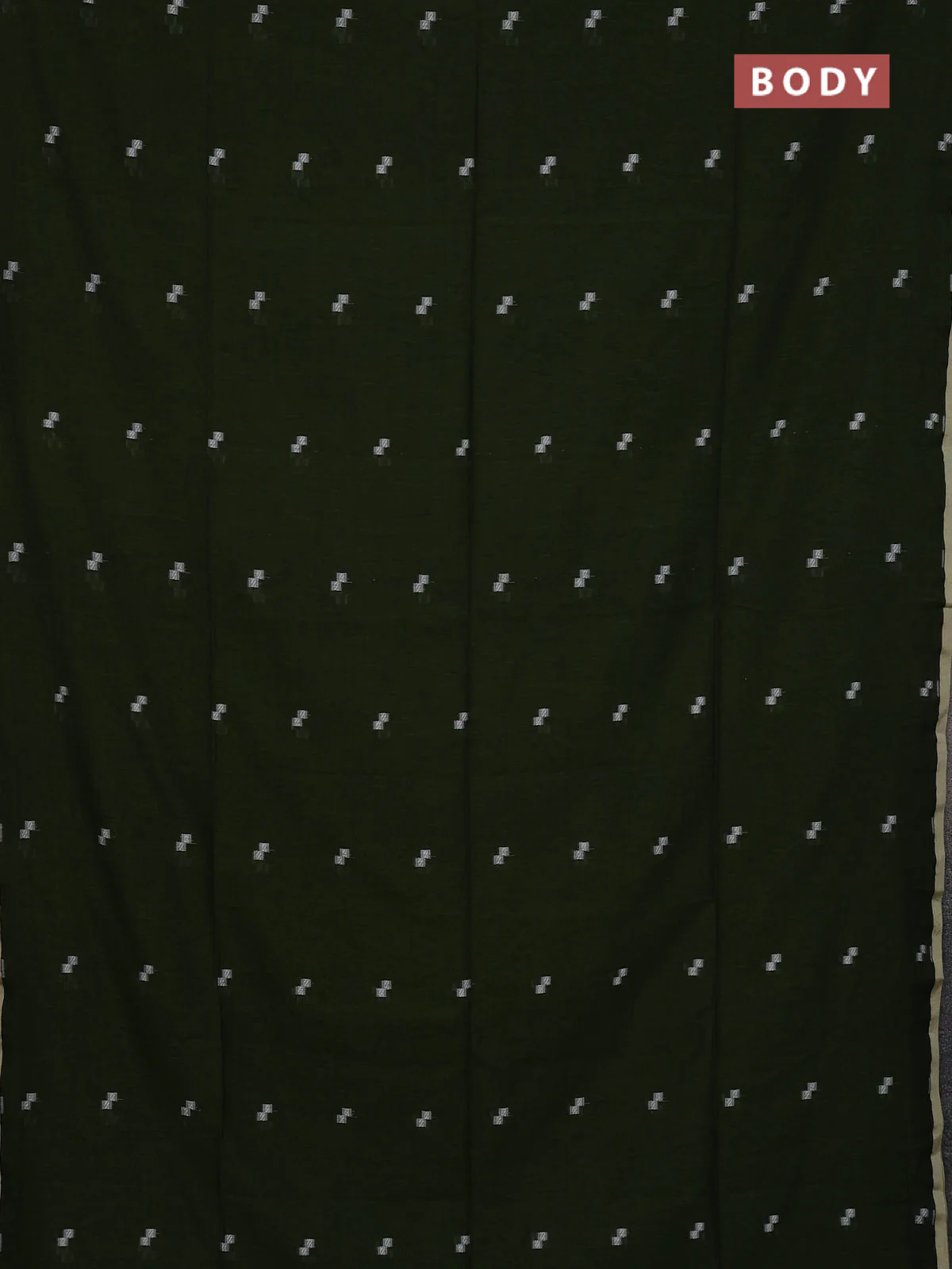Bengal soft cotton saree sap green with thread woven buttas and piping border - Image 2