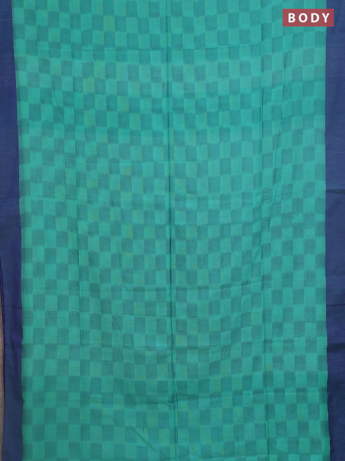 Bengal soft cotton saree teal blue and blue with allover weaves and simple border - Image 2