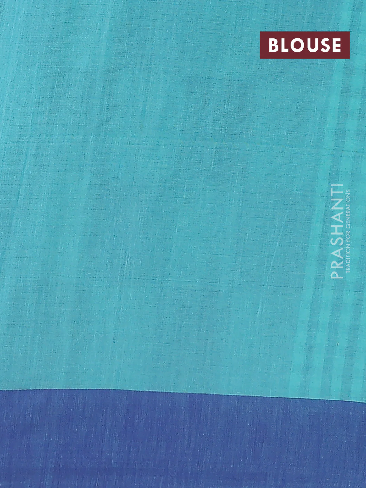 Bengal soft cotton saree teal blue and blue with allover weaves and simple border - Image 4