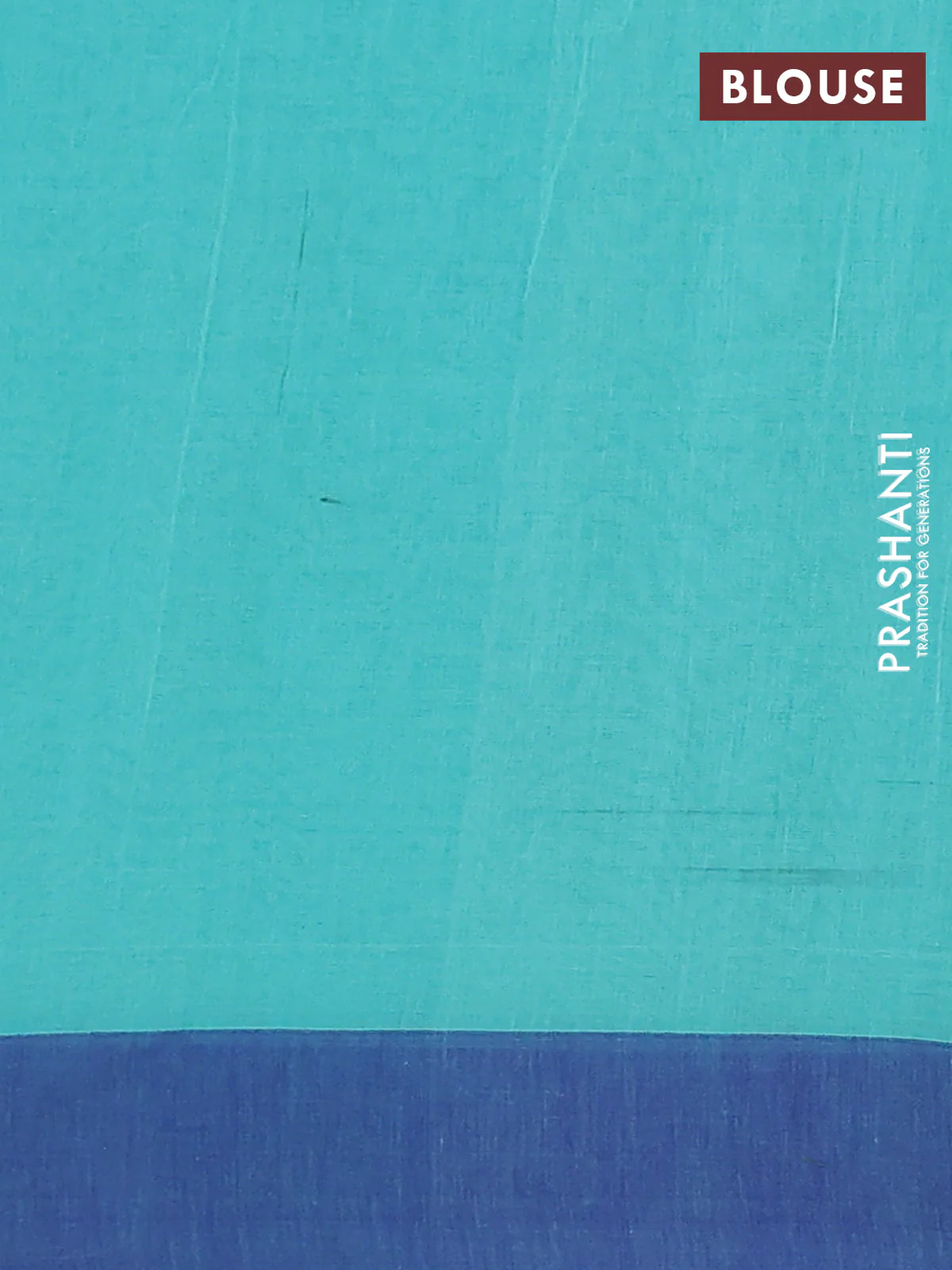 Bengal soft cotton saree teal blue and blue with allover weaves and simple border - Image 4
