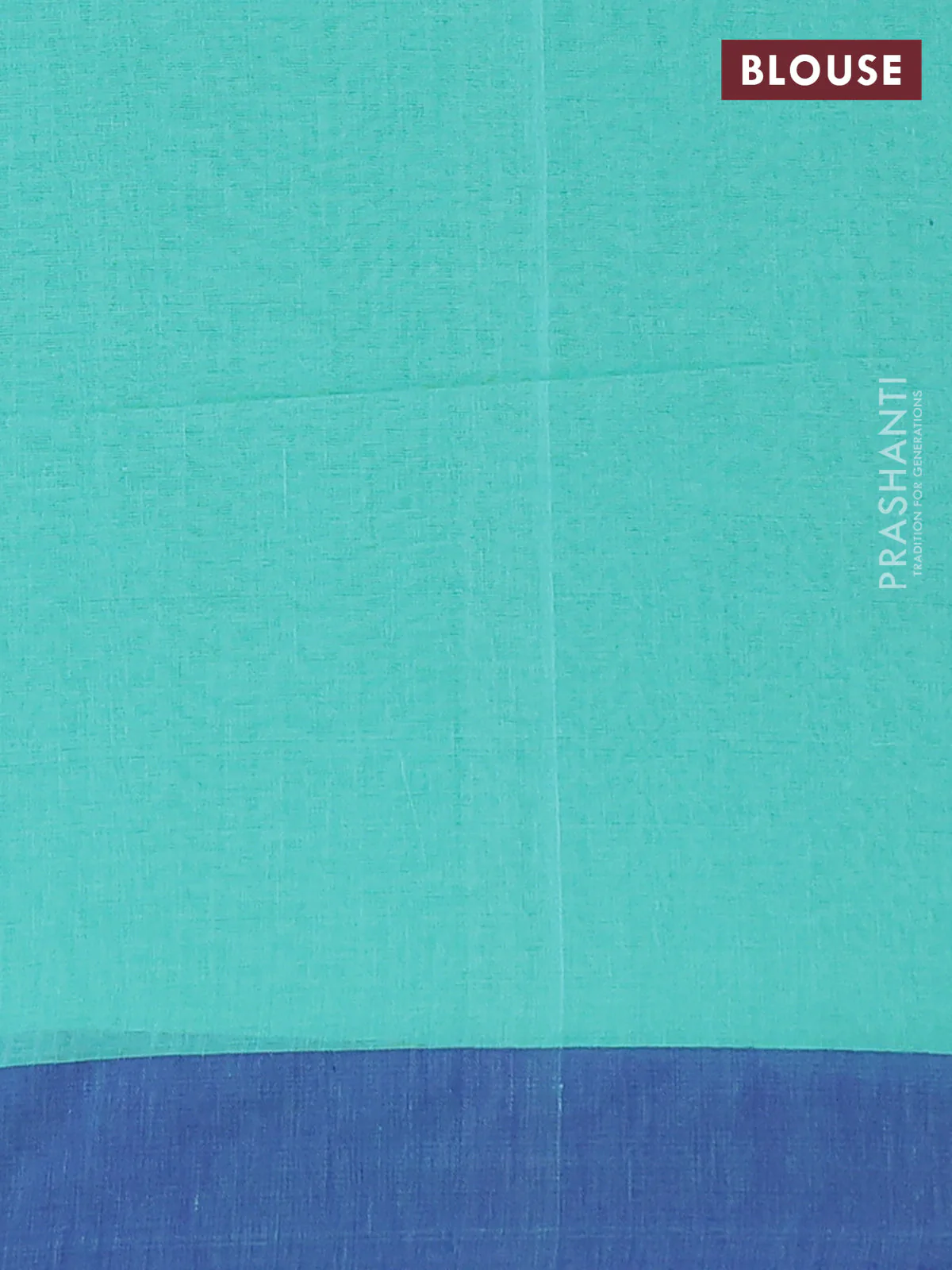 Bengal soft cotton saree teal blue and navy blue with allover butta weaves and simple border - Image 4
