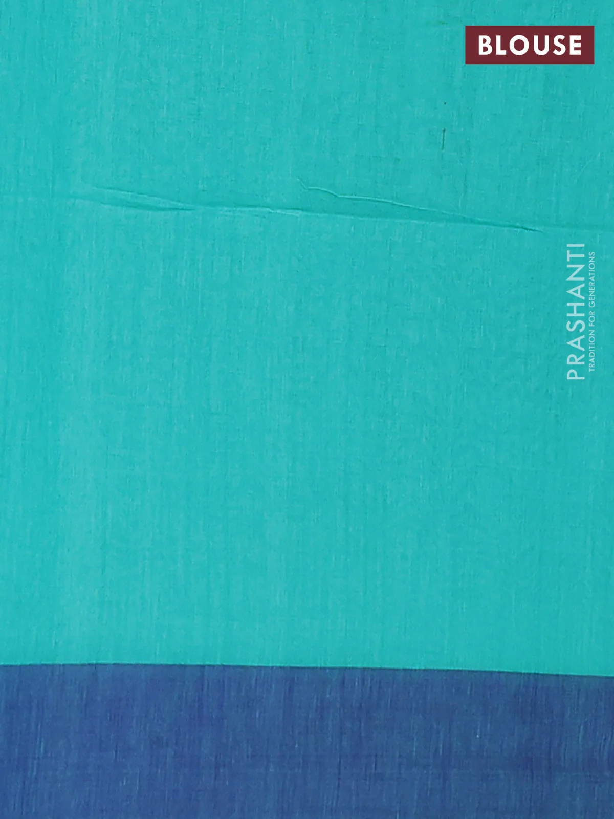 Bengal soft cotton saree teal blue and navy blue with allover weaves and simple border - Image 4