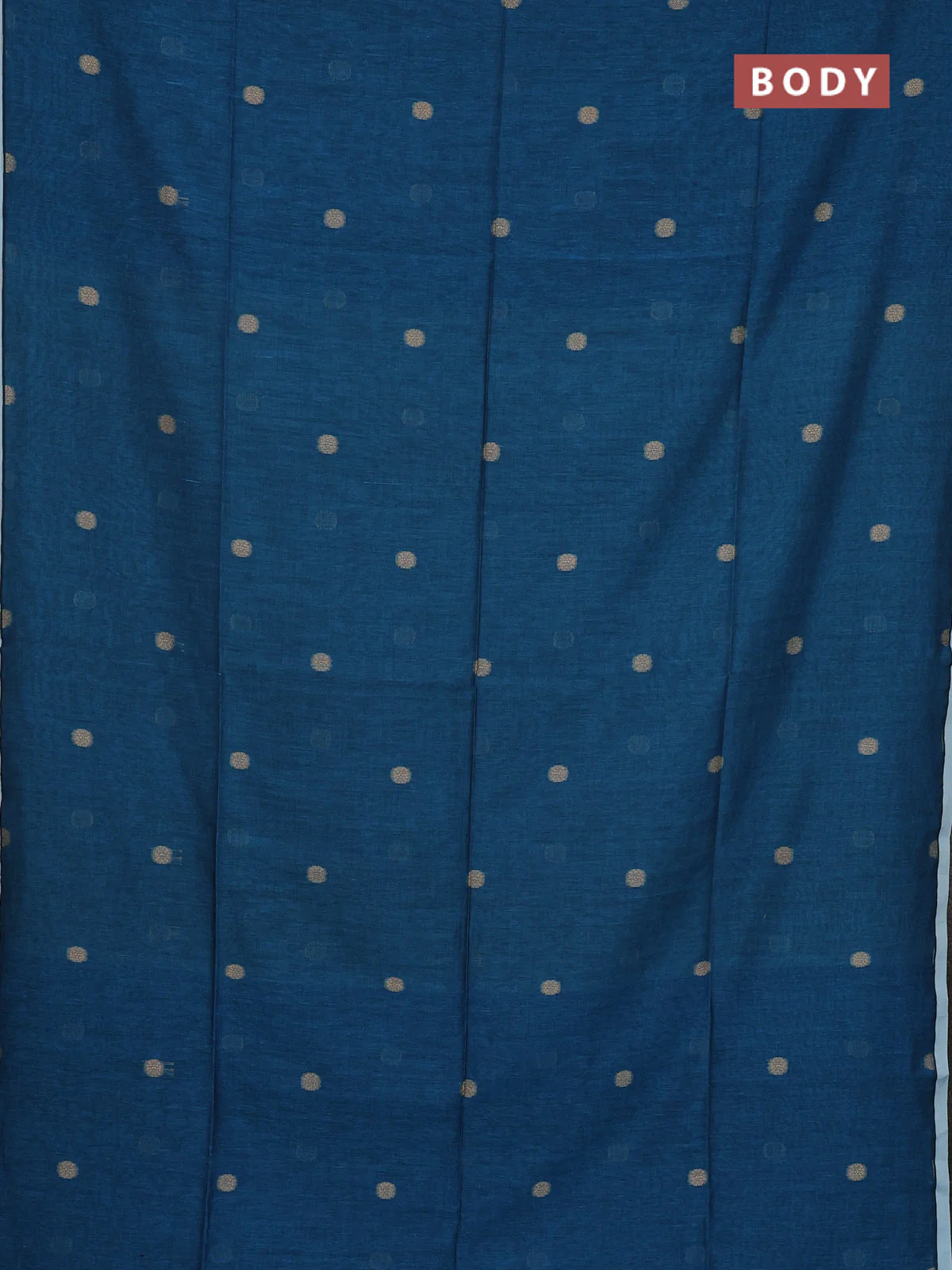 Bengal soft cotton saree teal blue and off white with thread woven buttas and piping border - Image 2