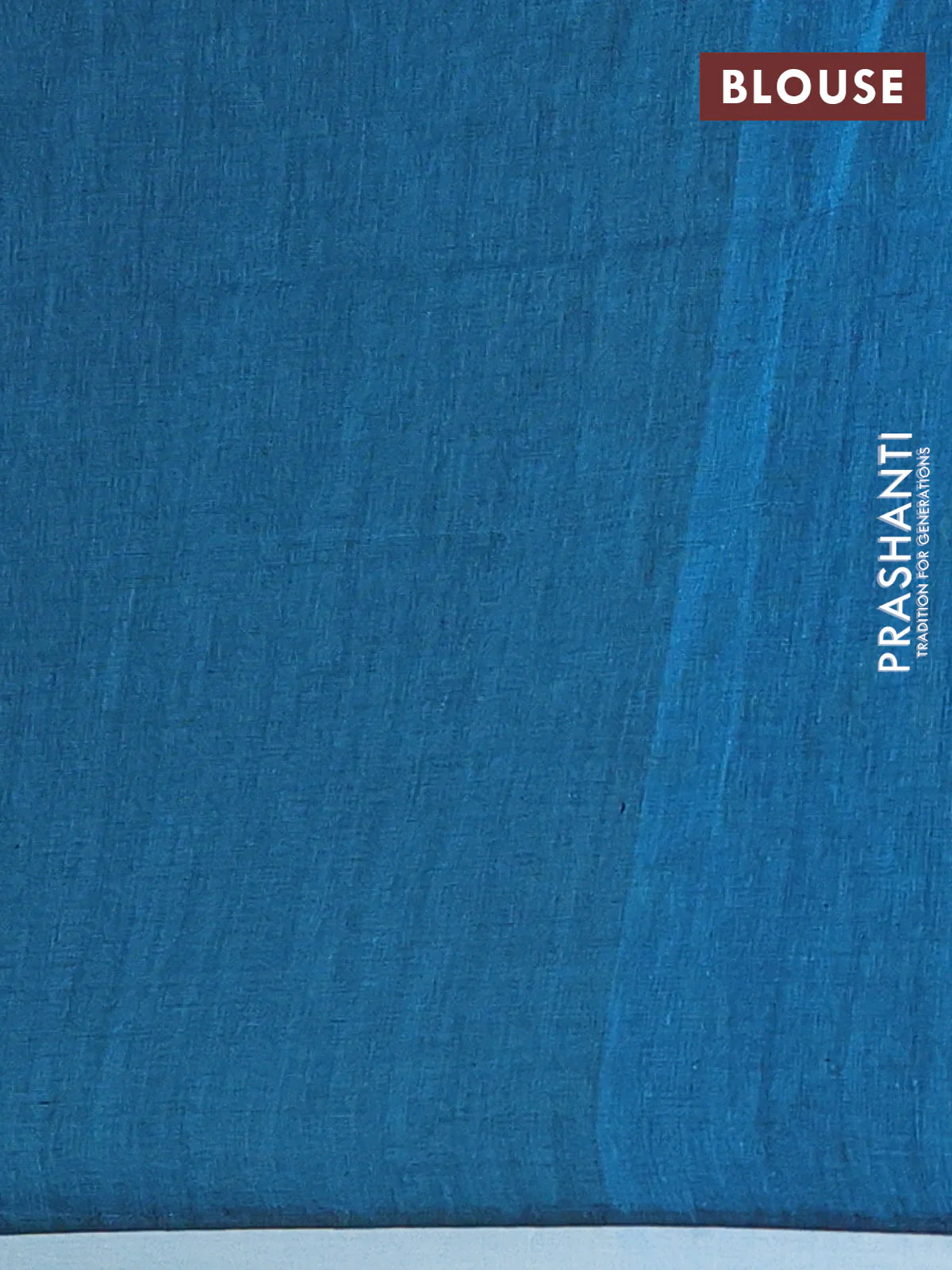 Bengal soft cotton saree teal blue and off white with thread woven buttas and piping border - Image 4
